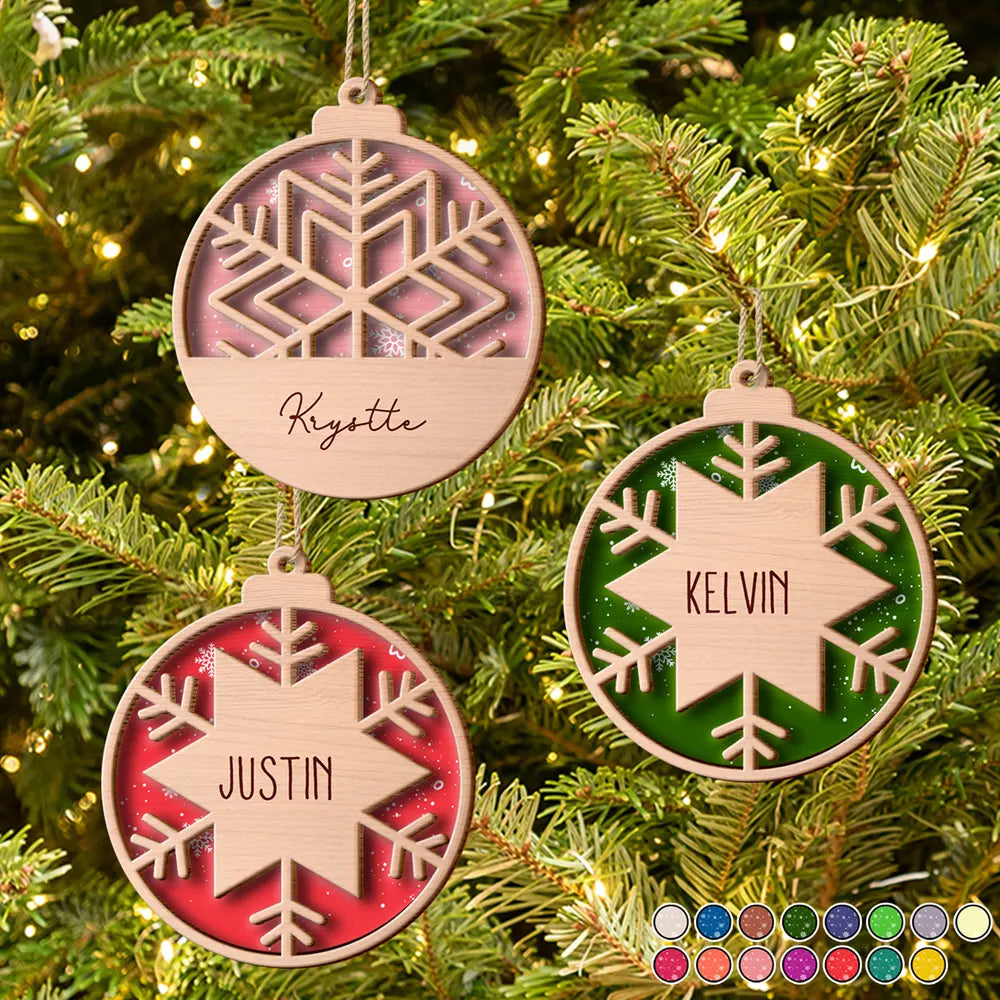 Christmas Snowflakes - Personalized 2-Layered Wooden Ornament ORNA1210