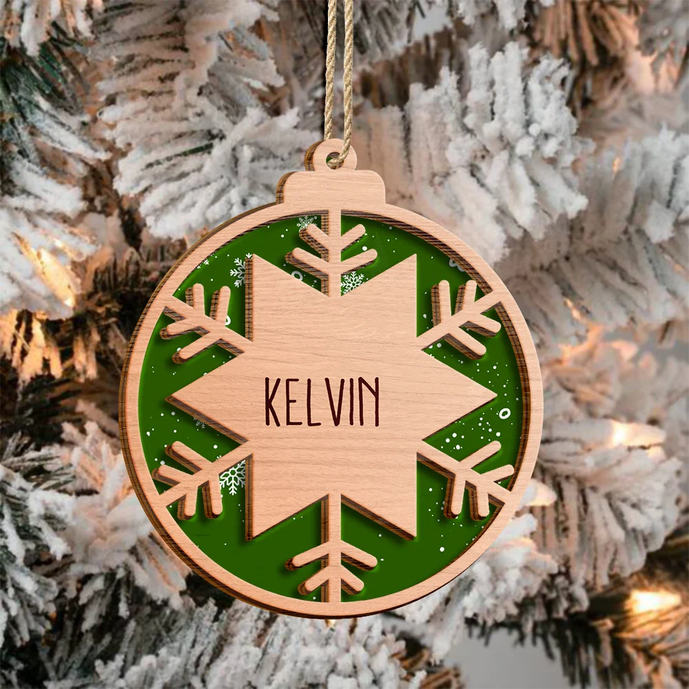 Christmas Snowflakes - Personalized 2-Layered Wooden Ornament ORNA1210