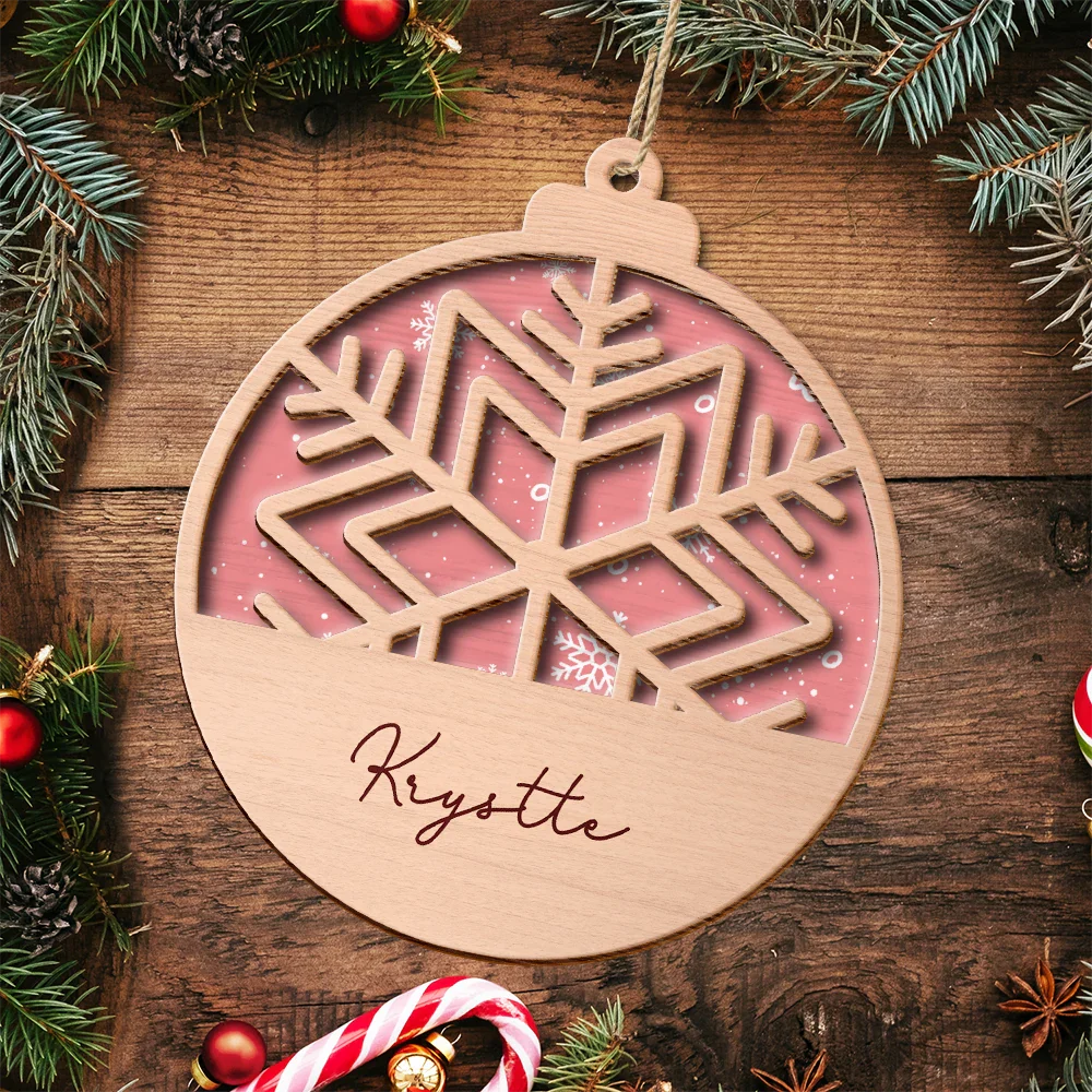 Christmas Snowflakes - Personalized 2-Layered Wooden Ornament ORNA1210