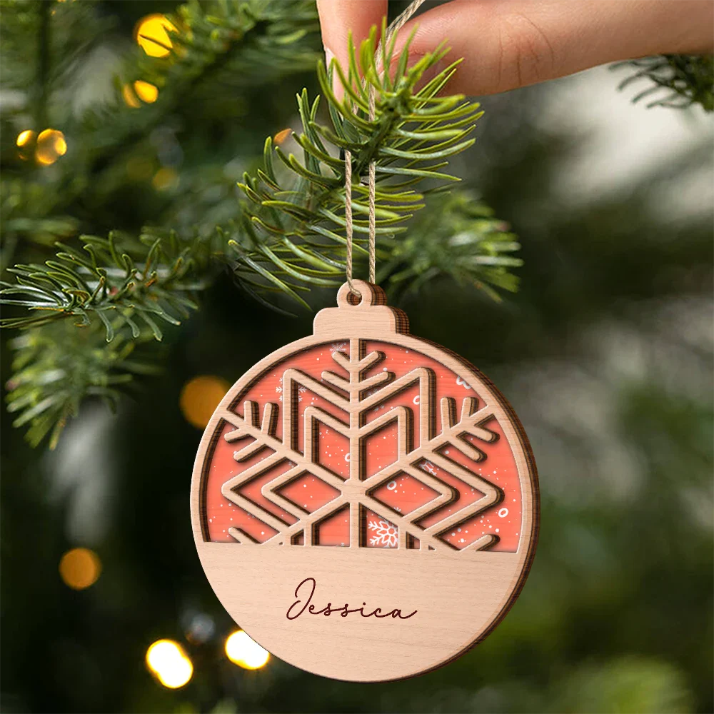 Christmas Snowflakes - Personalized 2-Layered Wooden Ornament ORNA1210