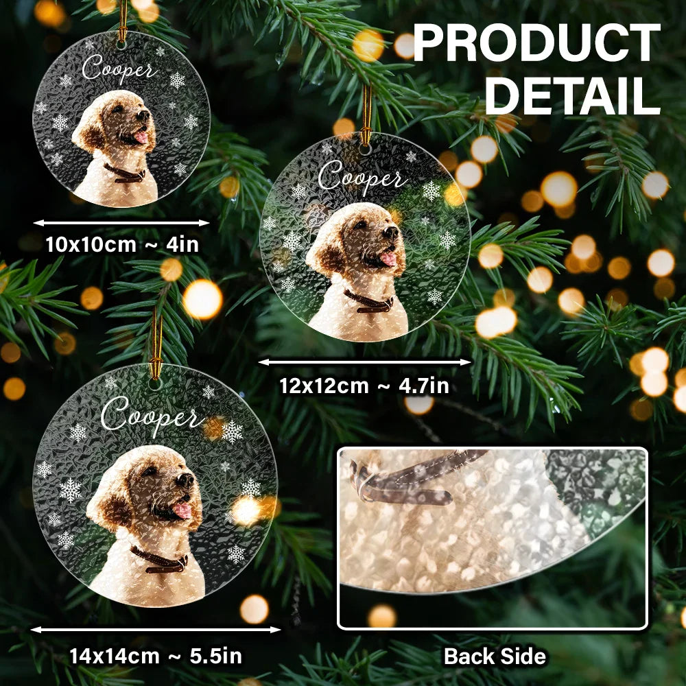 Custom Photo Christmas Puppy Picture - Personalized Stained Glass Ornament ORNA1210