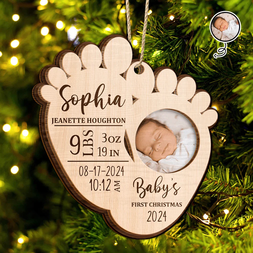 Custom Photo Baby's First Christmas - Personalized 2-Layered Wooden Ornament ORNA1210