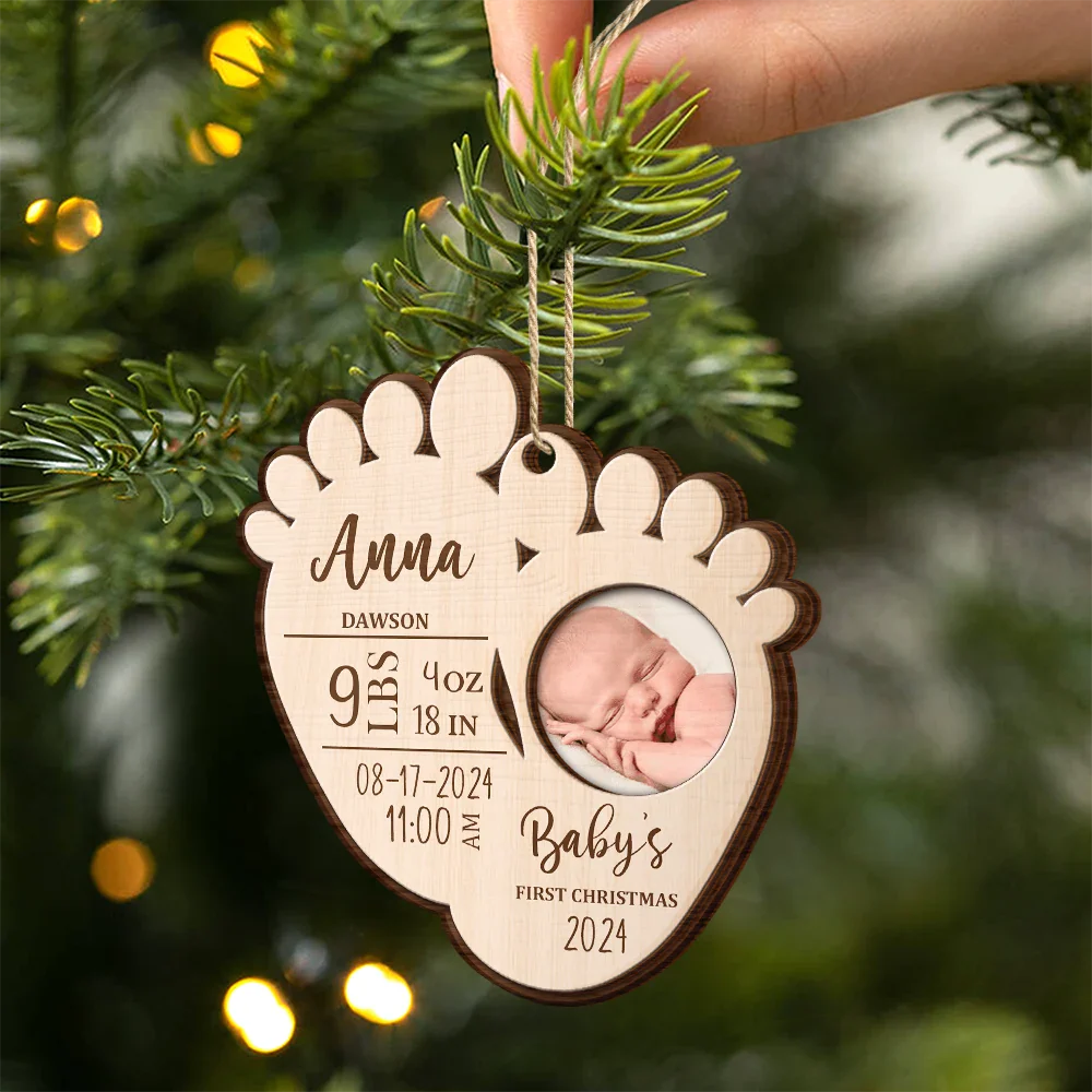 Custom Photo Baby's First Christmas - Personalized 2-Layered Wooden Ornament ORNA1210