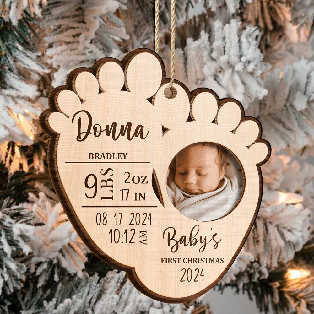 Custom Photo Baby's First Christmas - Personalized 2-Layered Wooden Ornament ORNA1210