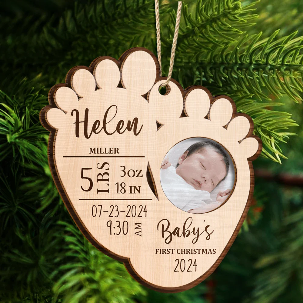 Custom Photo Baby's First Christmas - Personalized 2-Layered Wooden Ornament ORNA1210