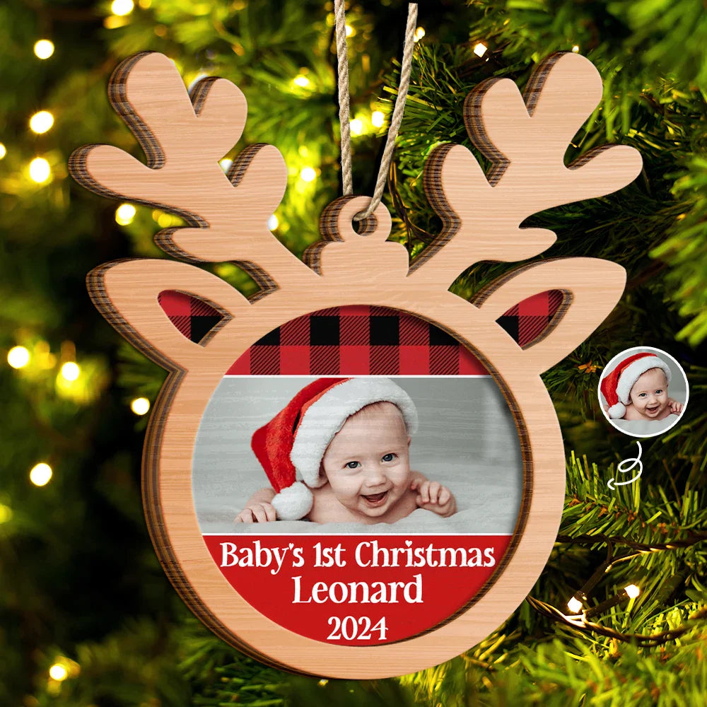 Custom Photo Baby's 1st Christmas - Personalized 2-Layered Wooden Ornament ORNA1210