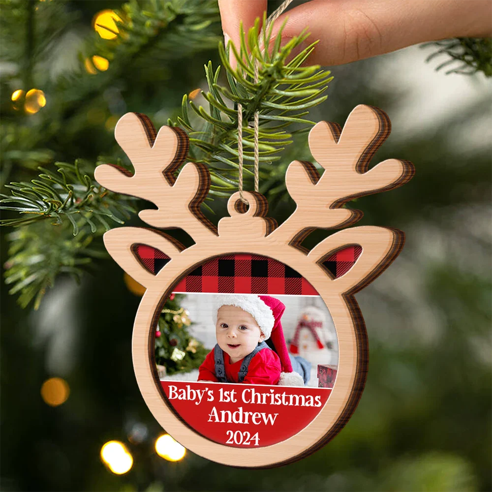 Custom Photo Baby's 1st Christmas - Personalized 2-Layered Wooden Ornament ORNA1210
