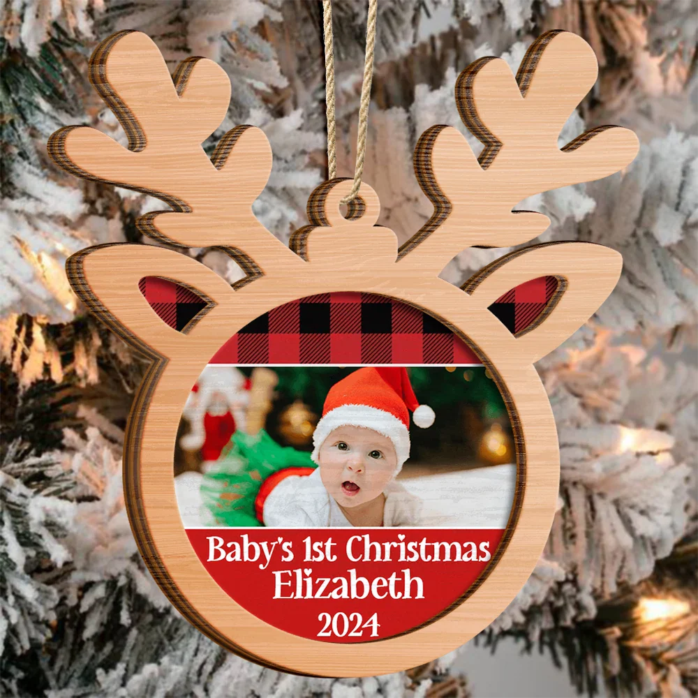 Custom Photo Baby's 1st Christmas - Personalized 2-Layered Wooden Ornament ORNA1210