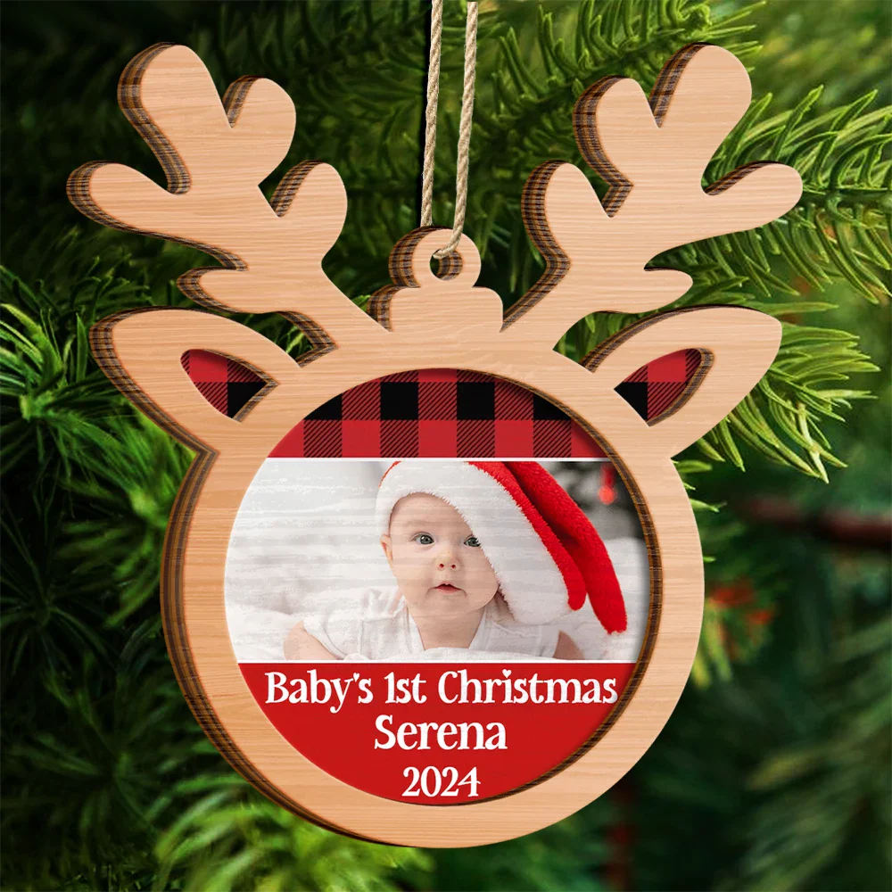 Custom Photo Baby's 1st Christmas - Personalized 2-Layered Wooden Ornament ORNA1210