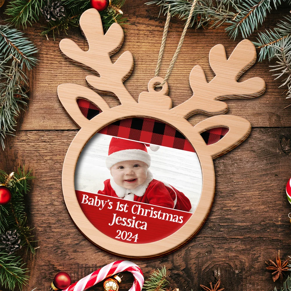 Custom Photo Baby's 1st Christmas - Personalized 2-Layered Wooden Ornament ORNA1210