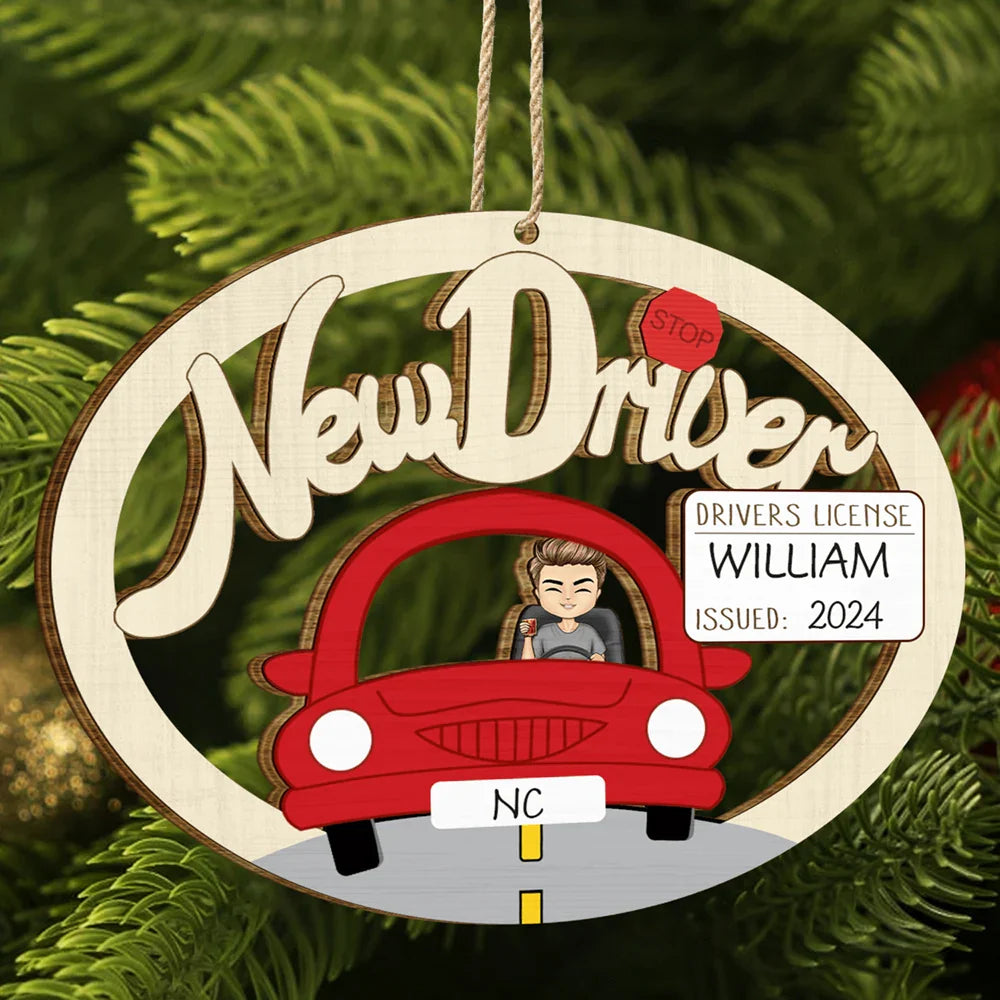 New Driver Christmas - Personalized Wooden Cutout Ornament ORNA1210
