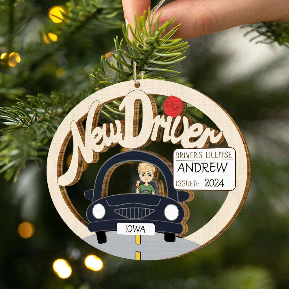 New Driver Christmas - Personalized Wooden Cutout Ornament ORNA1210