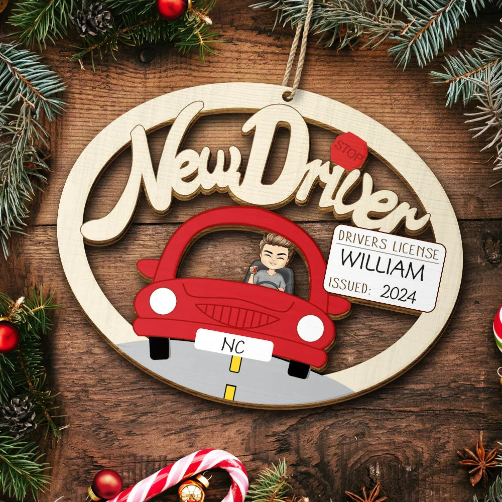 New Driver Christmas - Personalized Wooden Cutout Ornament ORNA1210