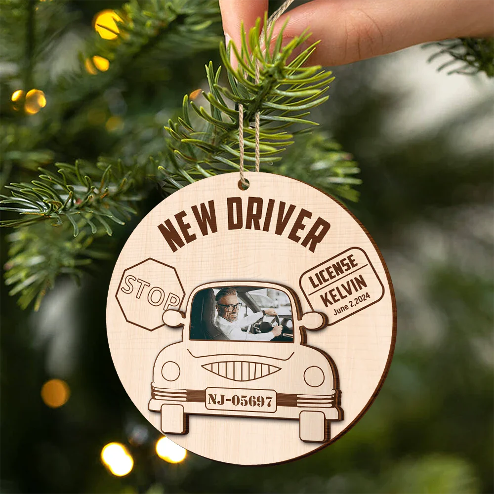 Custom Photo New Driver Christmas - Personalized 2-Layered Wooden Ornament ORNA1210