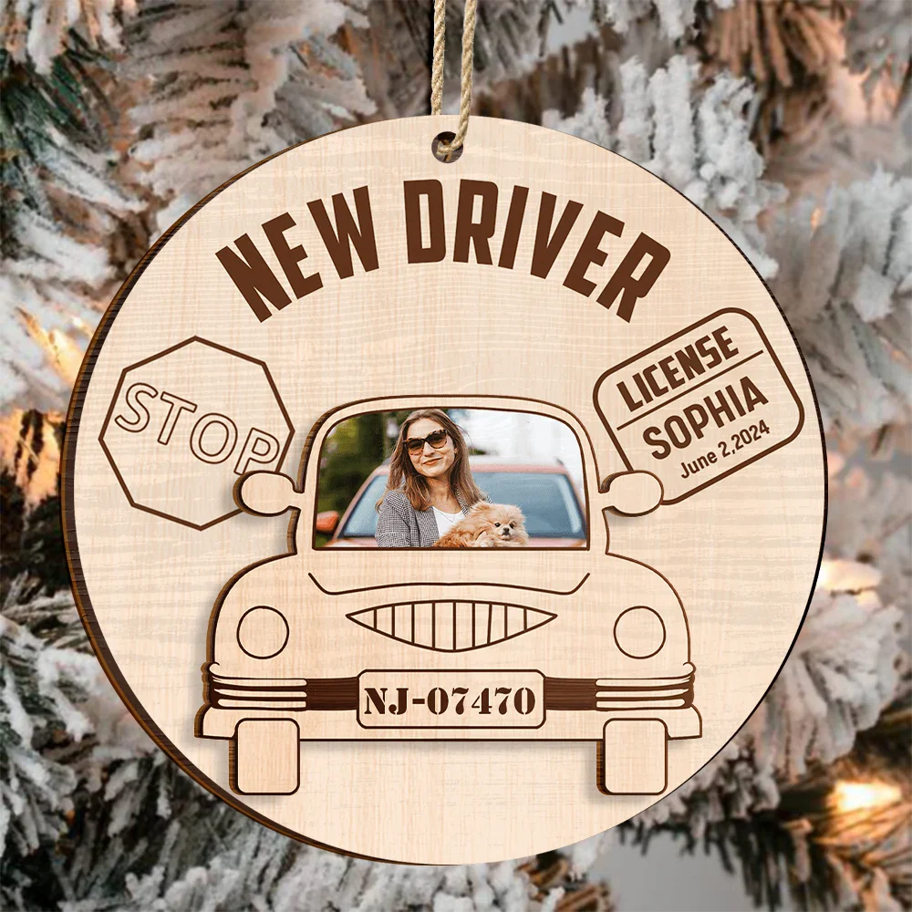 Custom Photo New Driver Christmas - Personalized 2-Layered Wooden Ornament ORNA1210