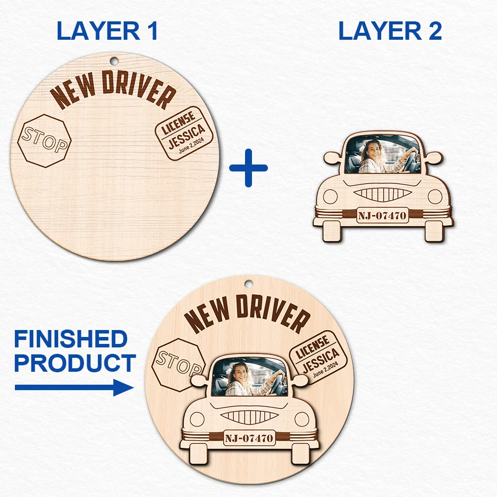 Custom Photo New Driver Christmas - Personalized 2-Layered Wooden Ornament ORNA1210