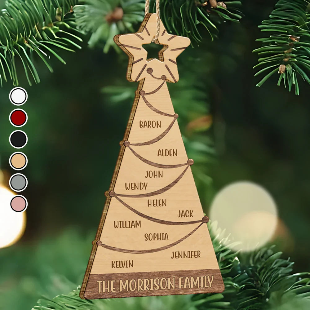 Family Christmas Tree - Personalized Custom Shaped Wooden Ornament ORNA1210