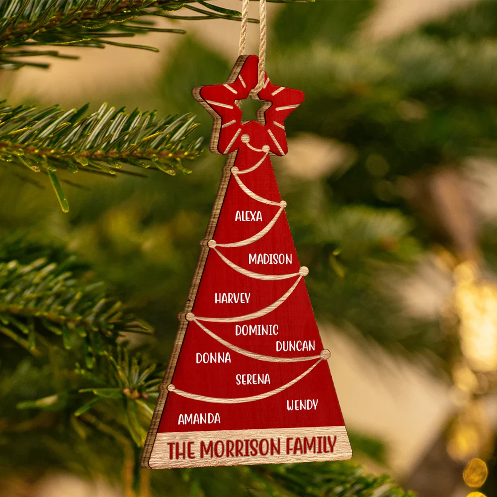 Family Christmas Tree - Personalized Custom Shaped Wooden Ornament ORNA1210