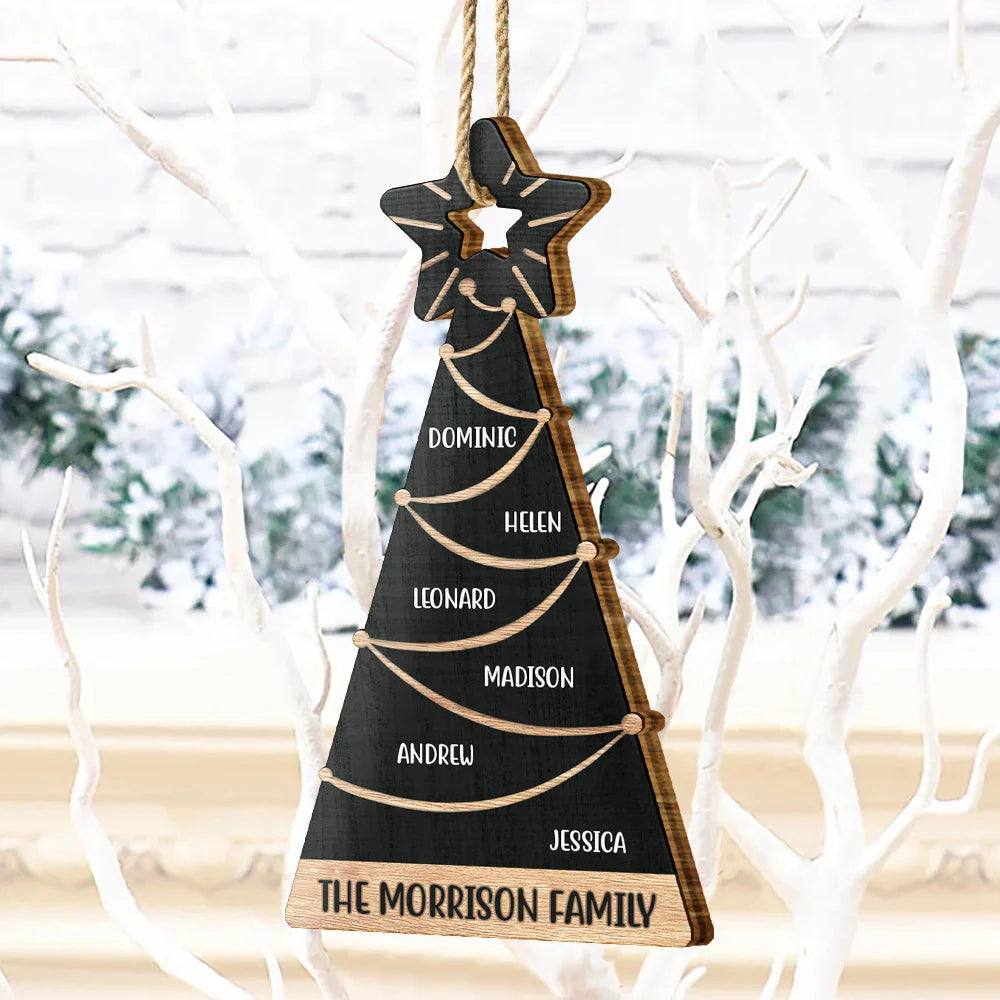 Family Christmas Tree - Personalized Custom Shaped Wooden Ornament ORNA1210