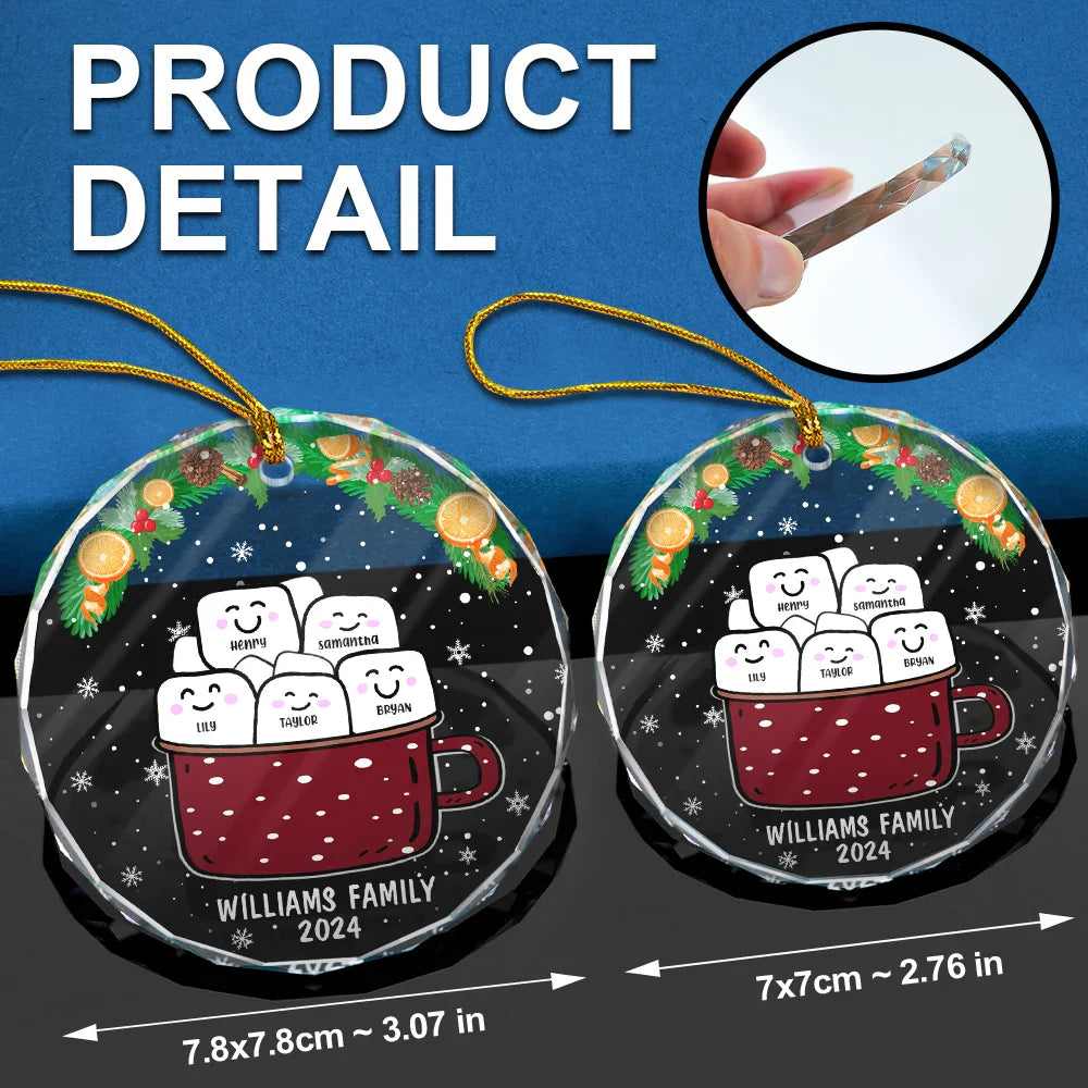 Funny Marshmallow Hot Cocoa Cup - Personalized Circle Glass Ornament ORNA1210