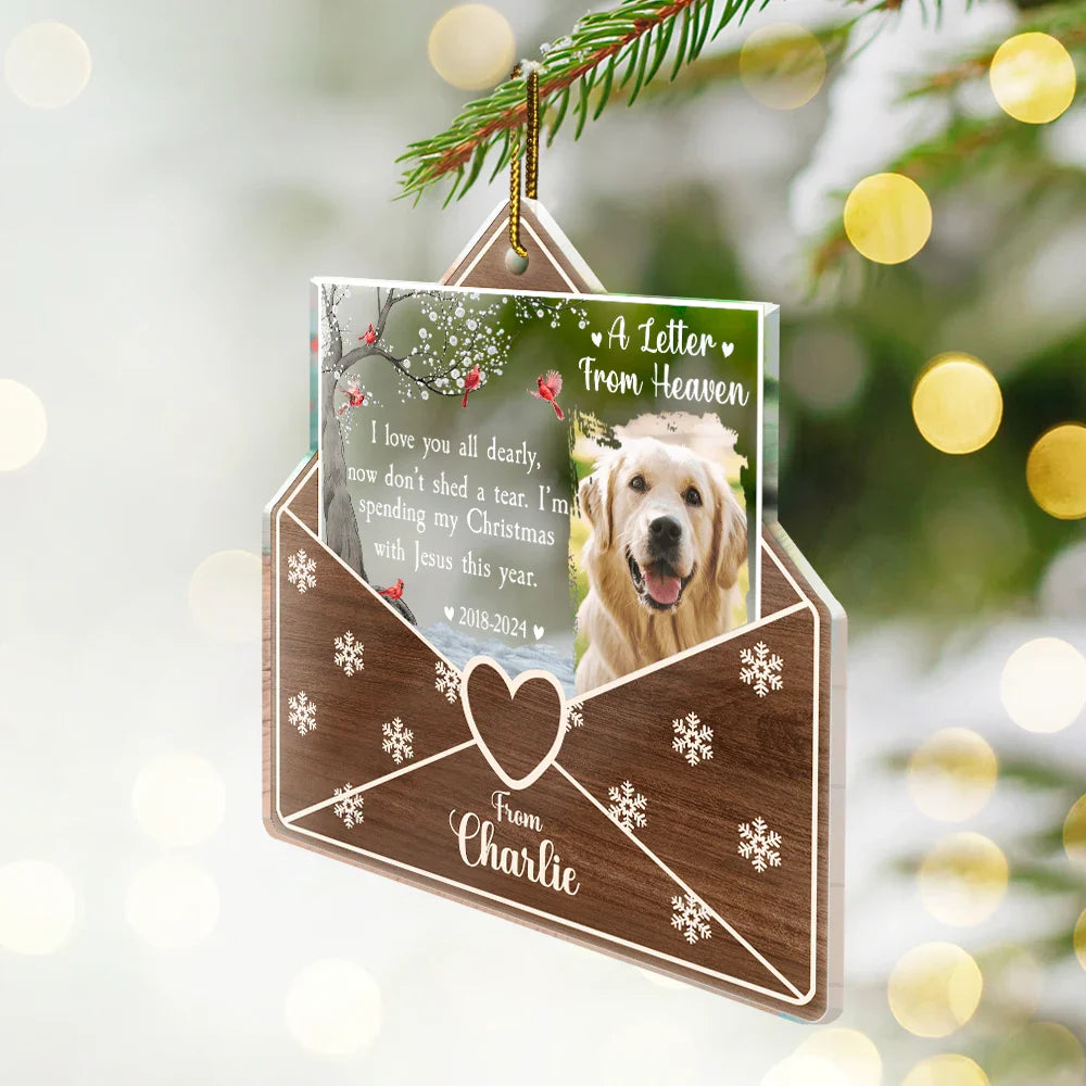 Custom Photo Letter From Heaven Memorial Christmas - Personalized Custom Shaped Acrylic Ornament ORNA1210