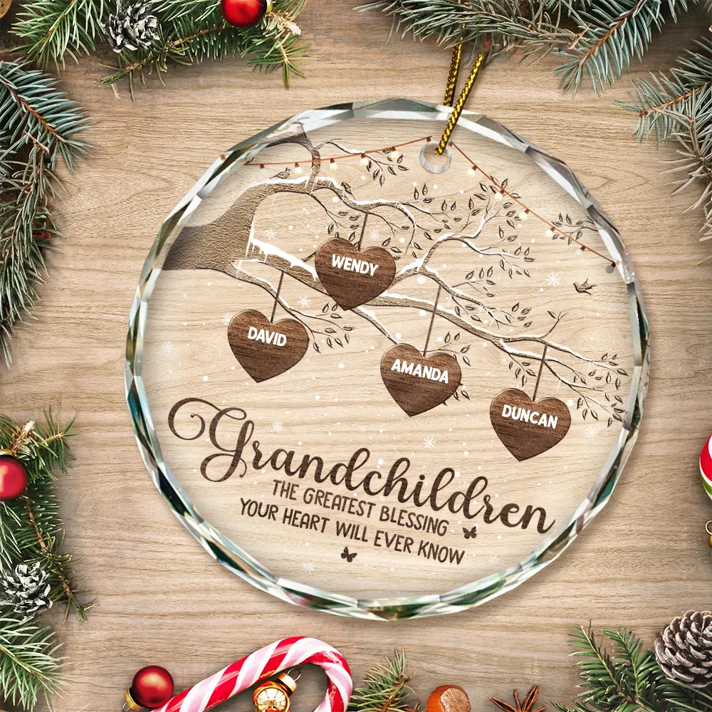 Grandchildren Make Life More Grand - Personalized Circle Glass Ornament ORNA1210