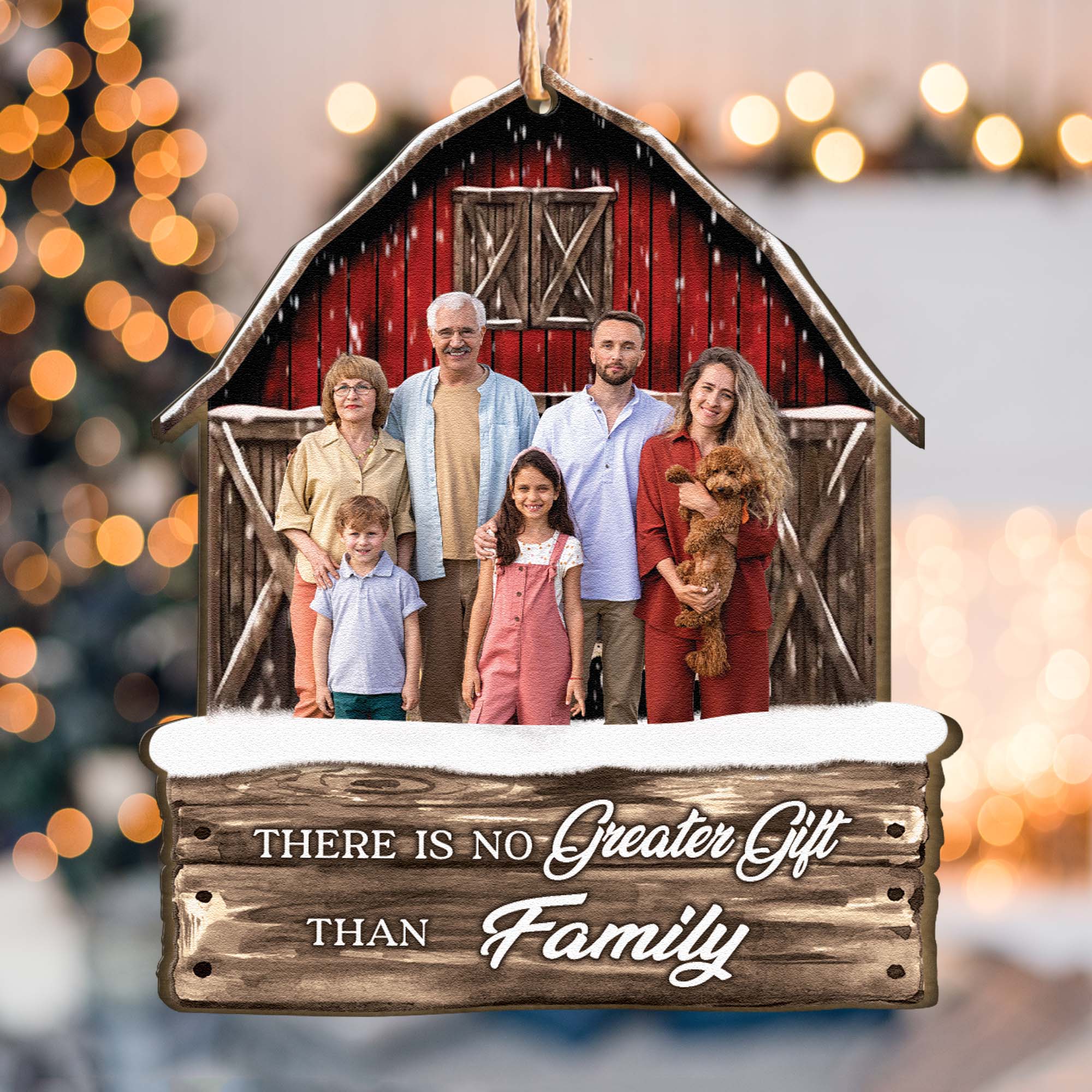 Red Barn Christmas Family Custom Photo - Personalized Family Photo Ornament ORN0810