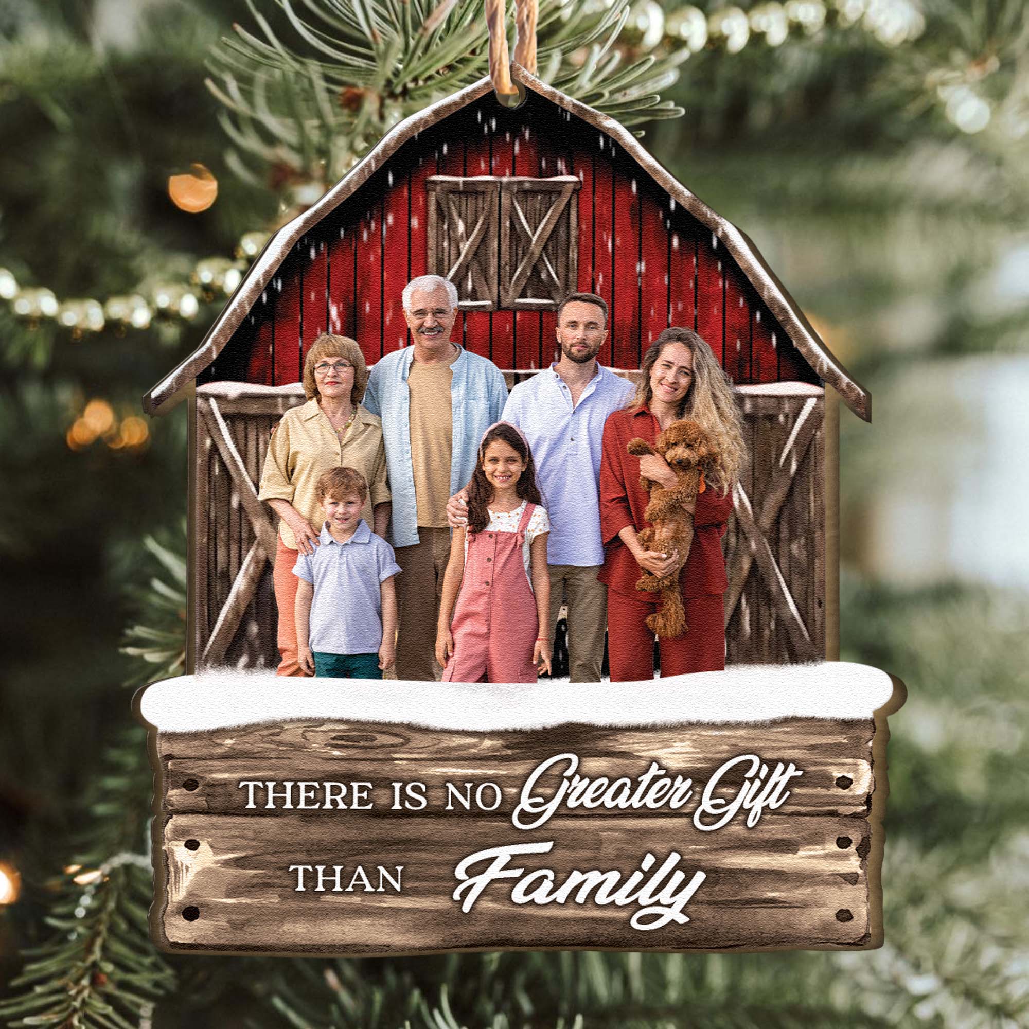 Red Barn Christmas Family Custom Photo - Personalized Family Photo Ornament ORN0810