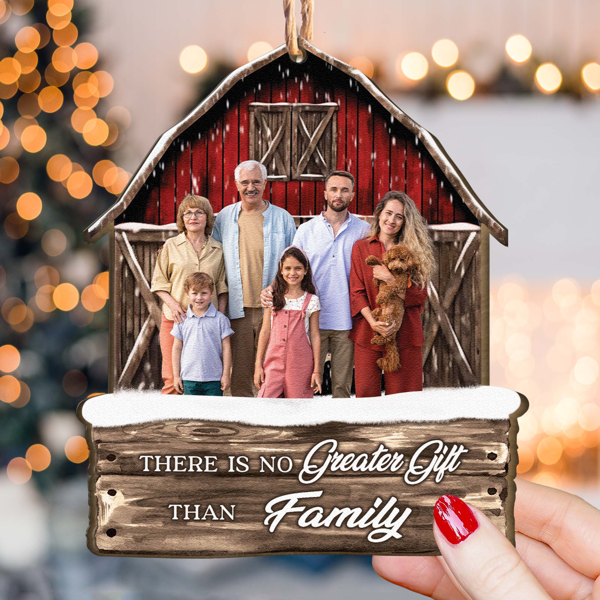 Red Barn Christmas Family Custom Photo - Personalized Family Photo Ornament ORN0810