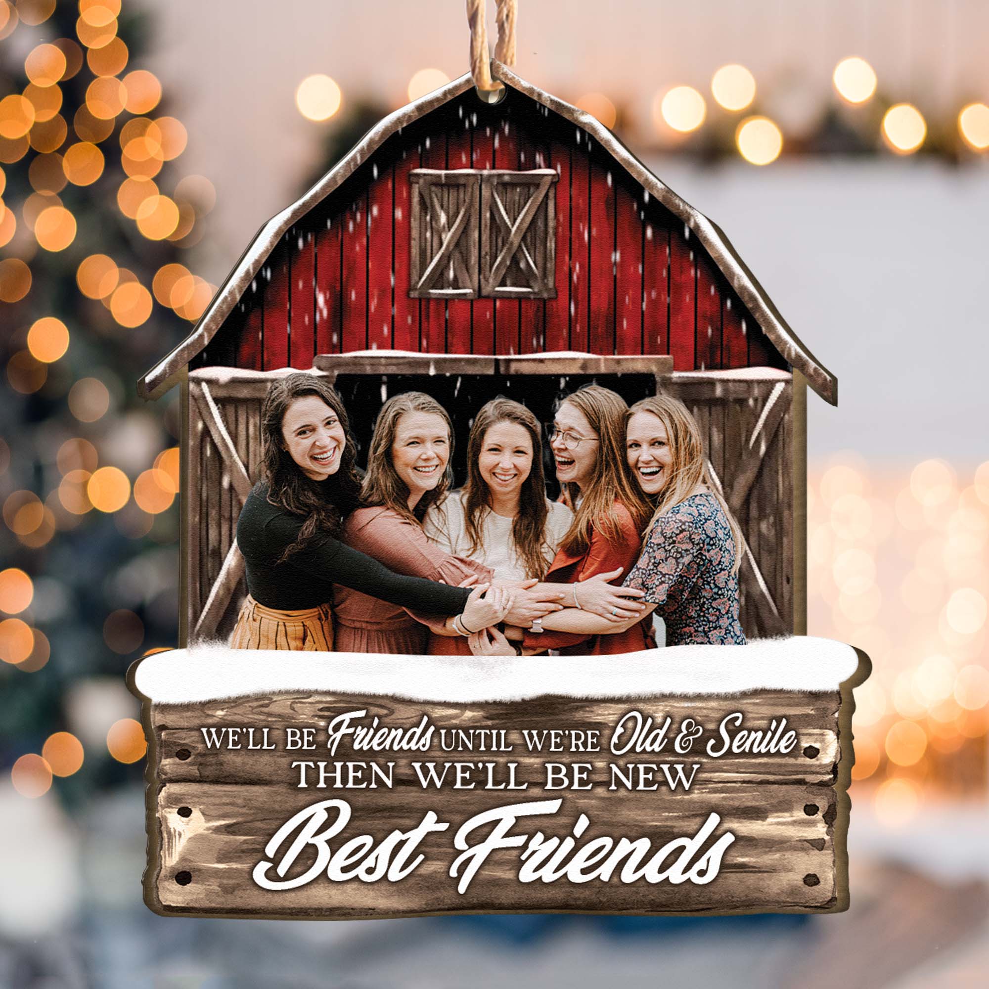Red Barn Friendship Our Laughs Are Limitless - Personalized Wooden Photo Ornament ORN0810