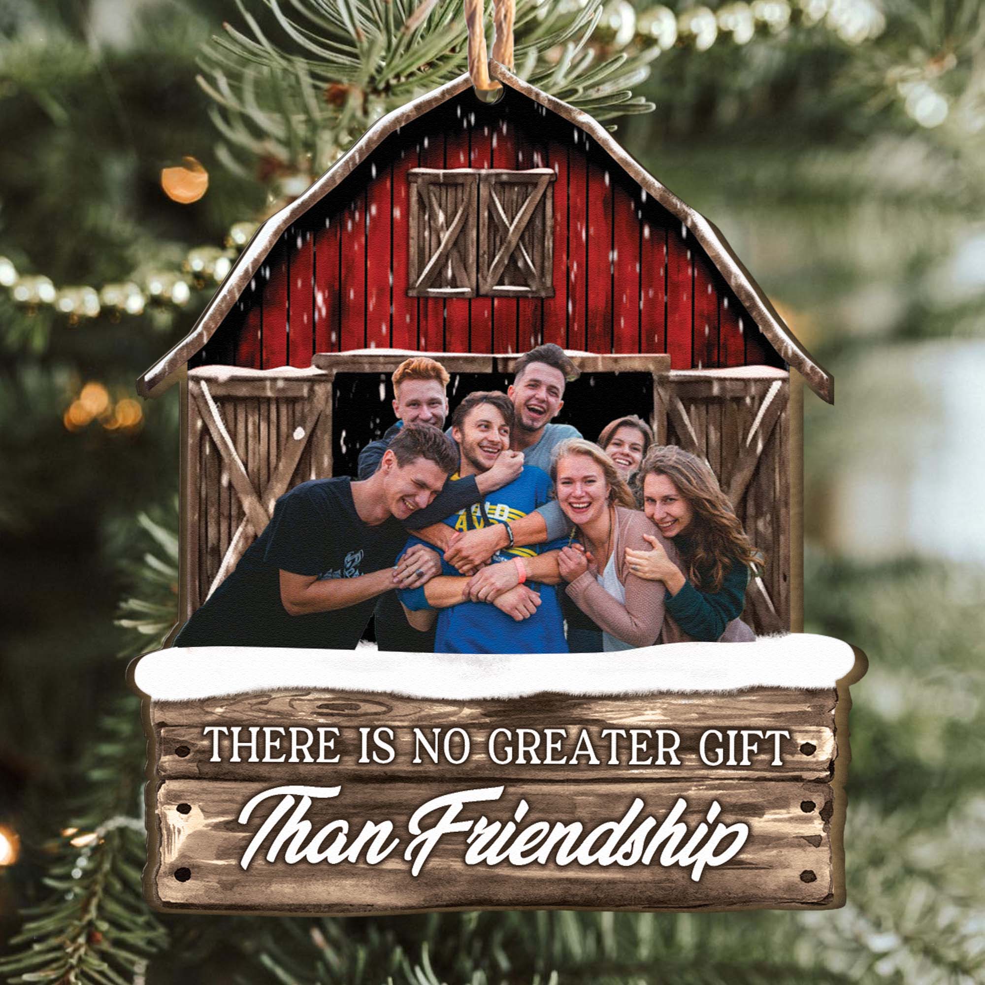 Red Barn Friendship Our Laughs Are Limitless - Personalized Wooden Photo Ornament ORN0810