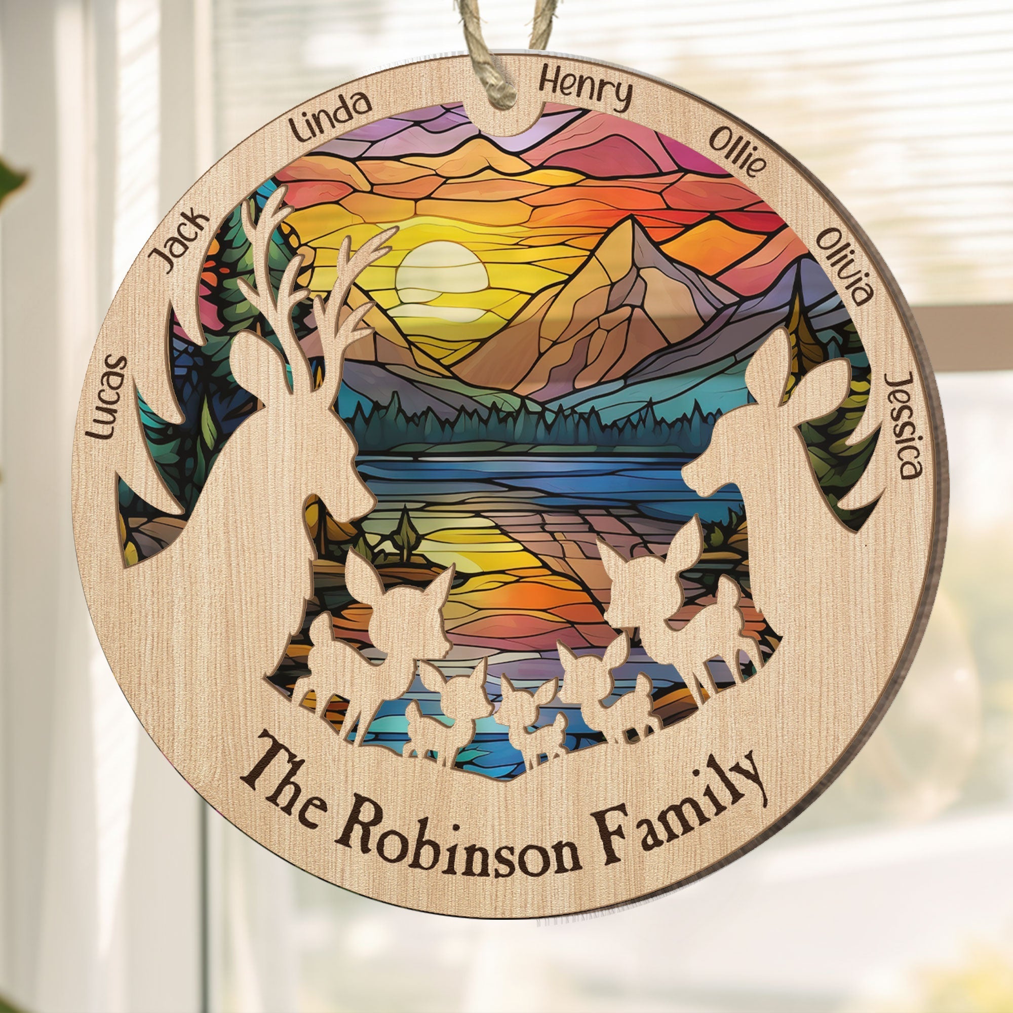 Reindeer Family - Personalized Suncatcher Ornament ORN0810