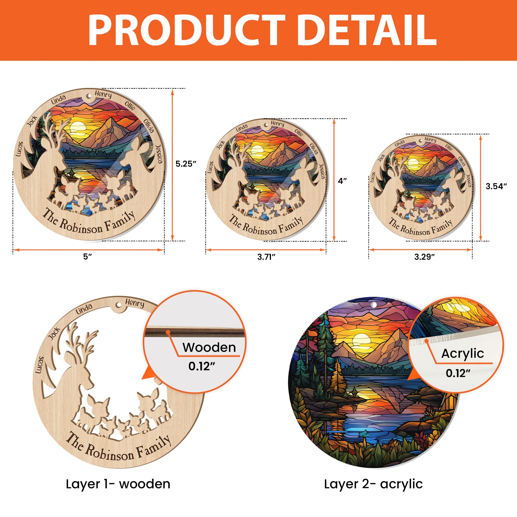 Reindeer Family - Personalized Suncatcher Ornament ORN0810