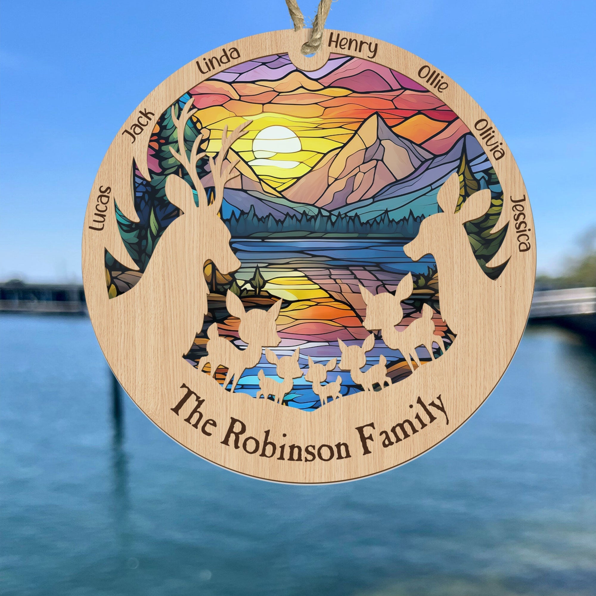 Reindeer Family - Personalized Suncatcher Ornament ORN0810