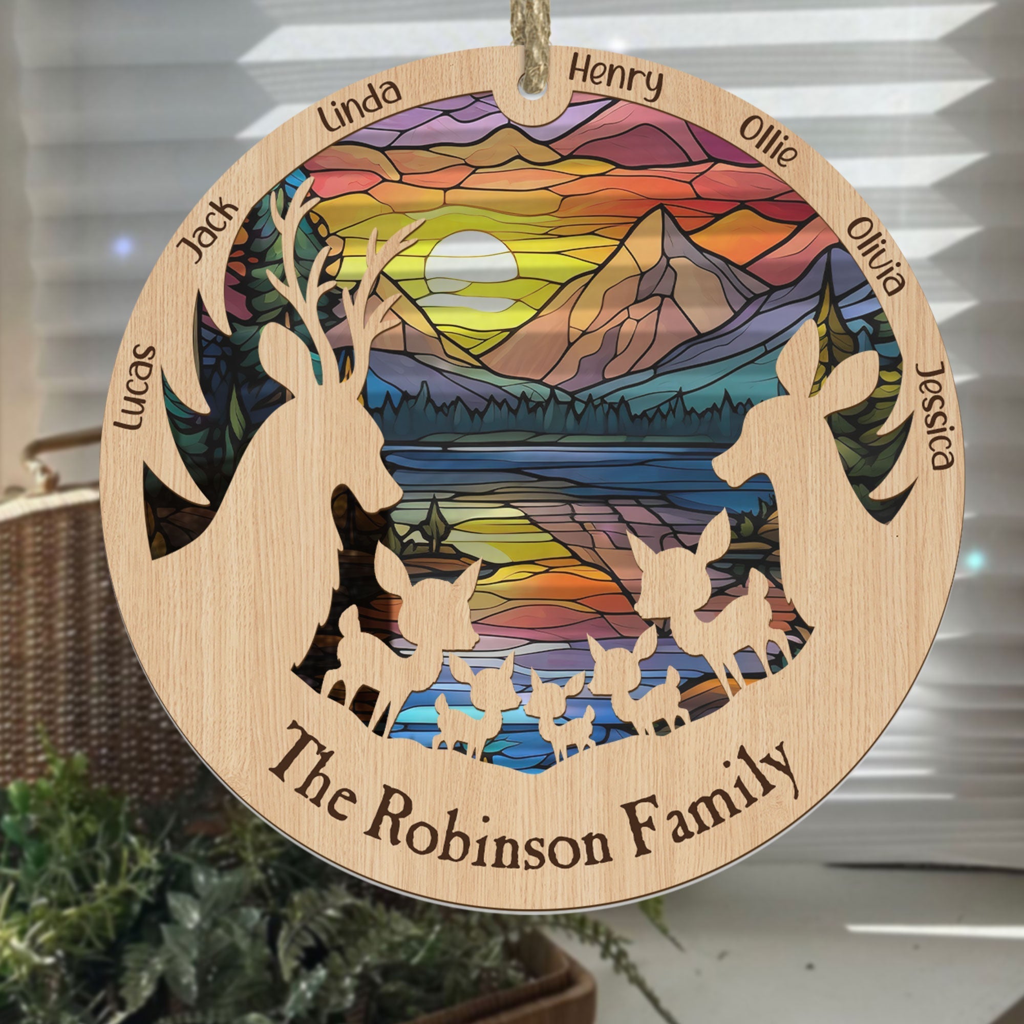 Reindeer Family - Personalized Suncatcher Ornament ORN0810