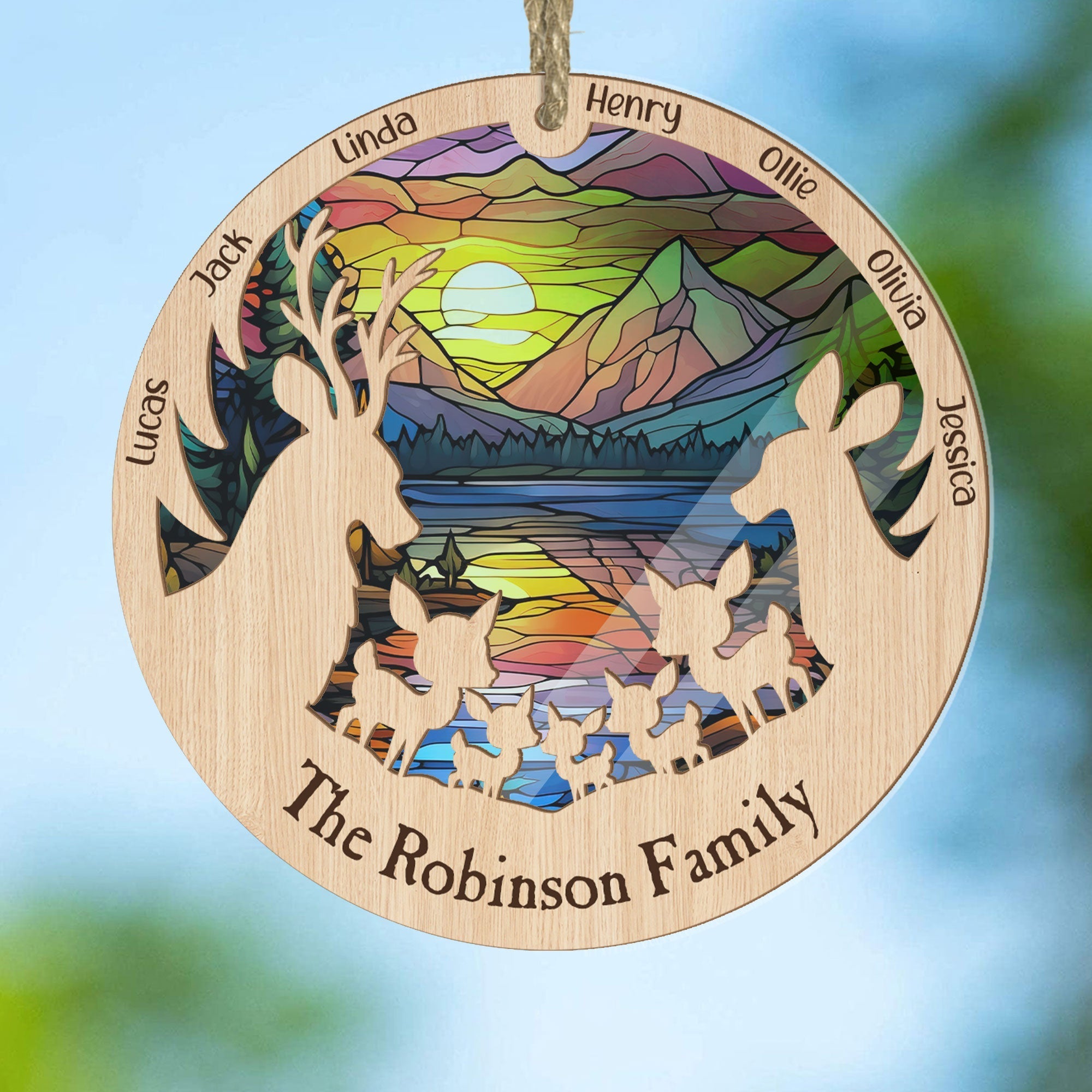 Reindeer Family - Personalized Suncatcher Ornament ORN0810