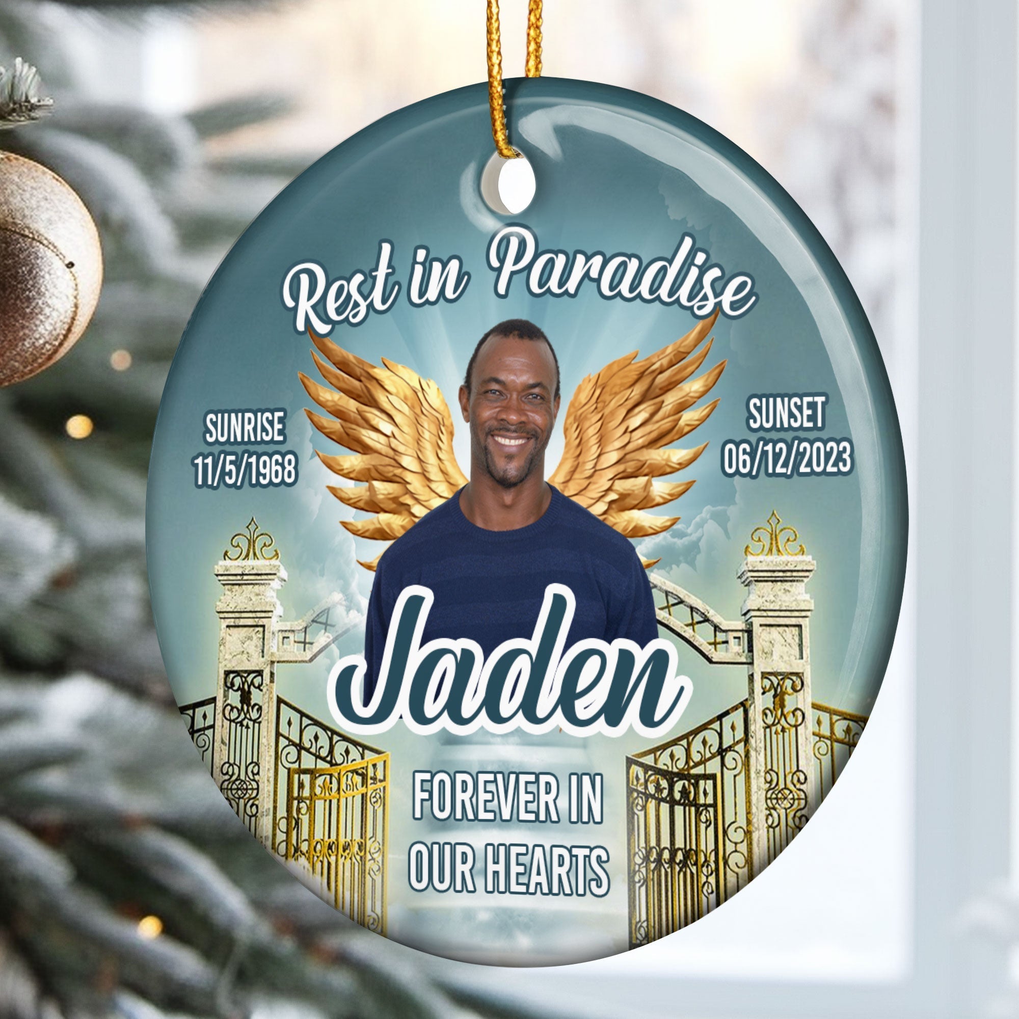 Rest In Paradise - Personalized Ceramic Photo Ornament ORNA1210
