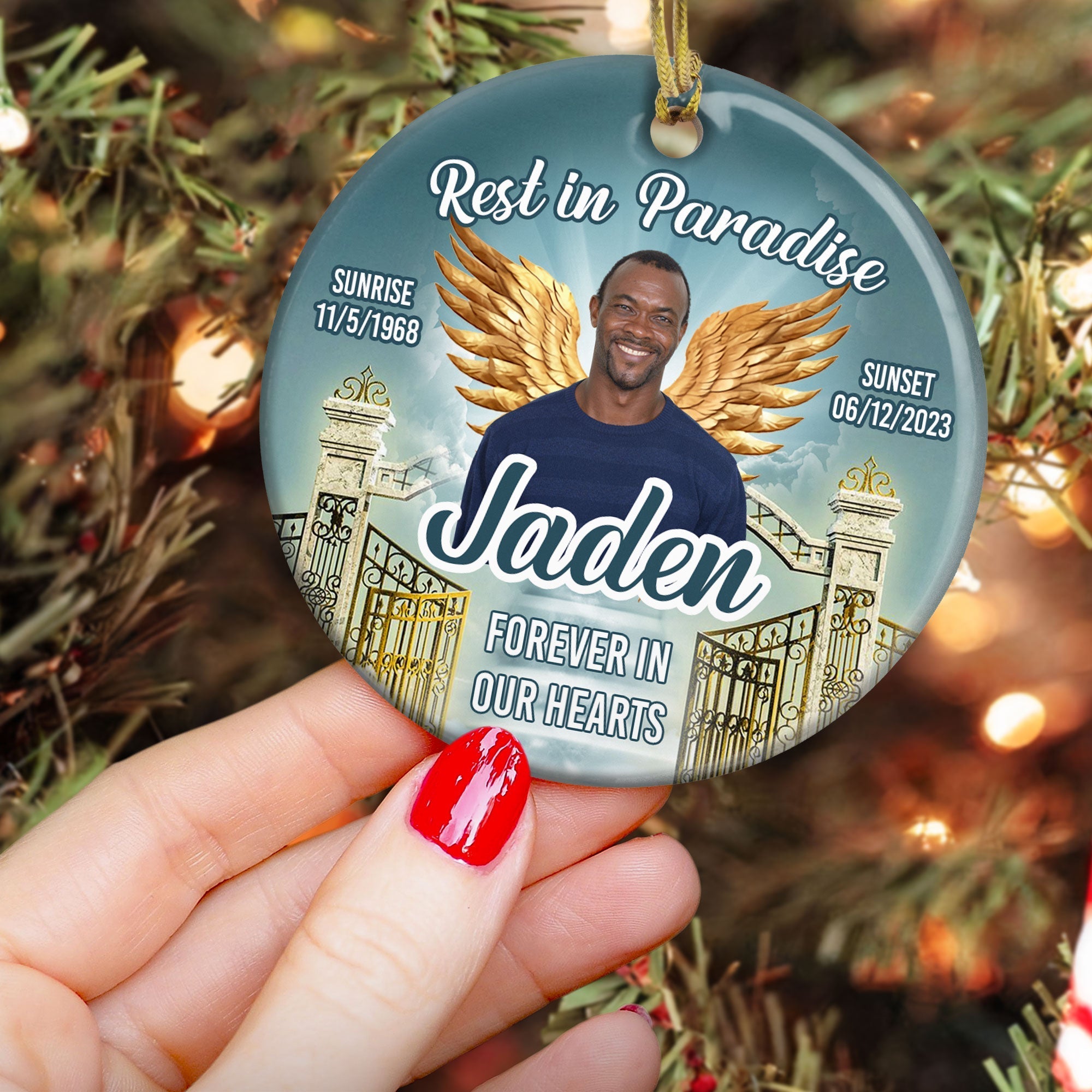 Rest In Paradise - Personalized Ceramic Photo Ornament ORNA1210