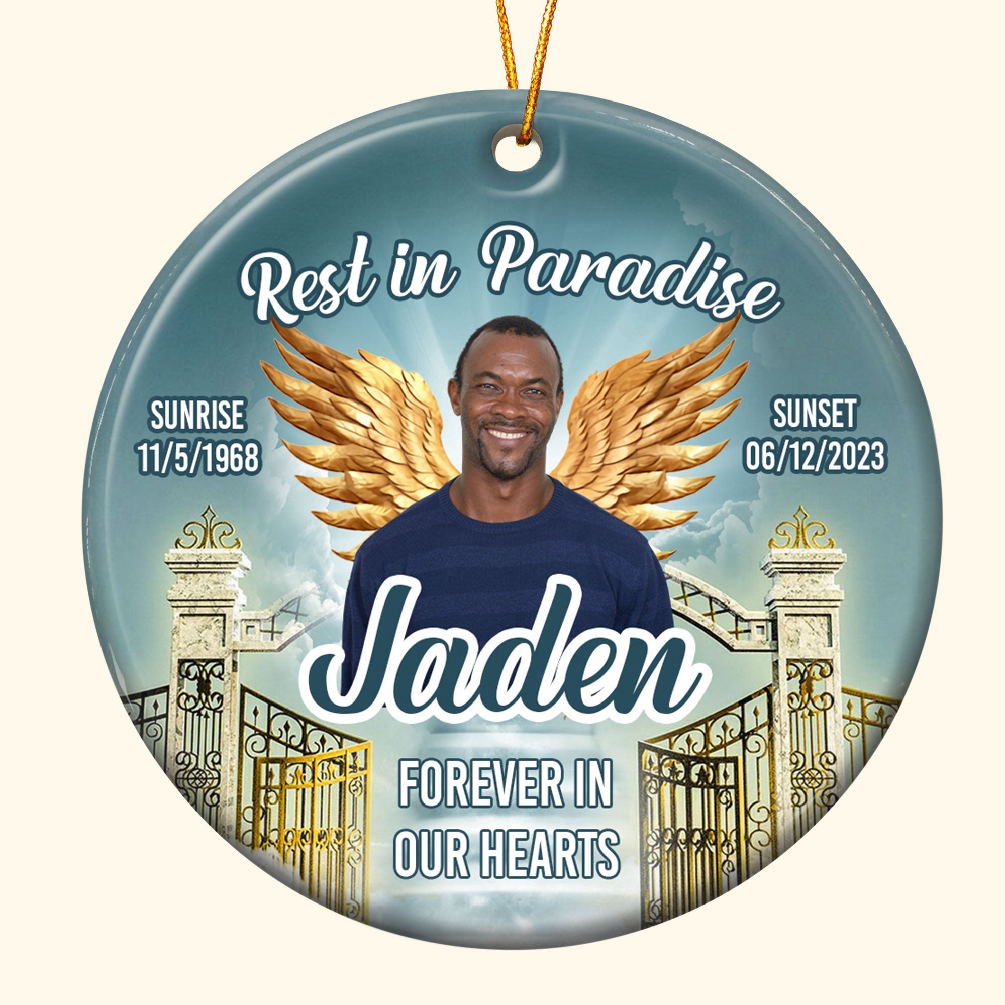 Rest In Paradise - Personalized Ceramic Photo Ornament ORNA1210