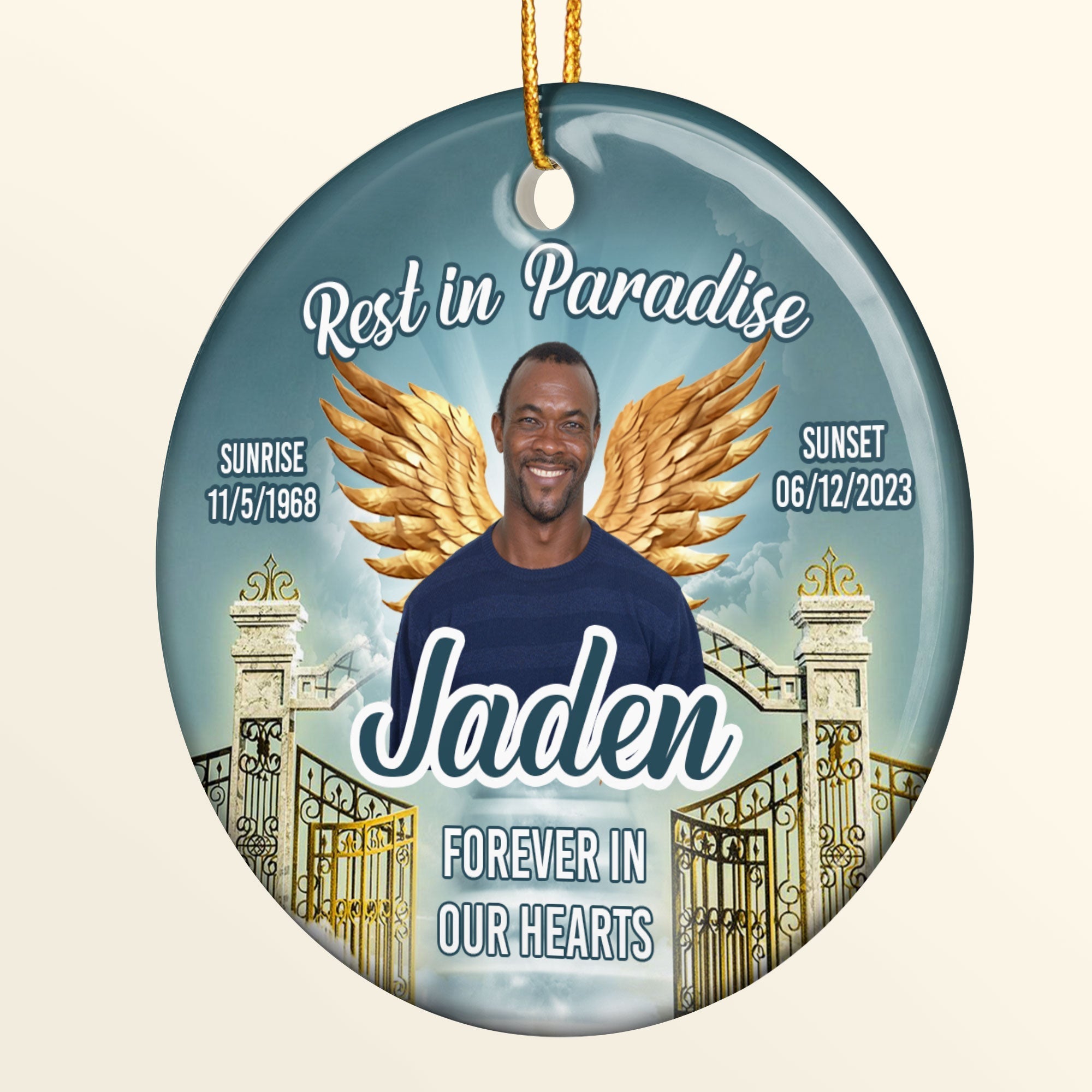 Rest In Paradise - Personalized Ceramic Photo Ornament ORNA1210