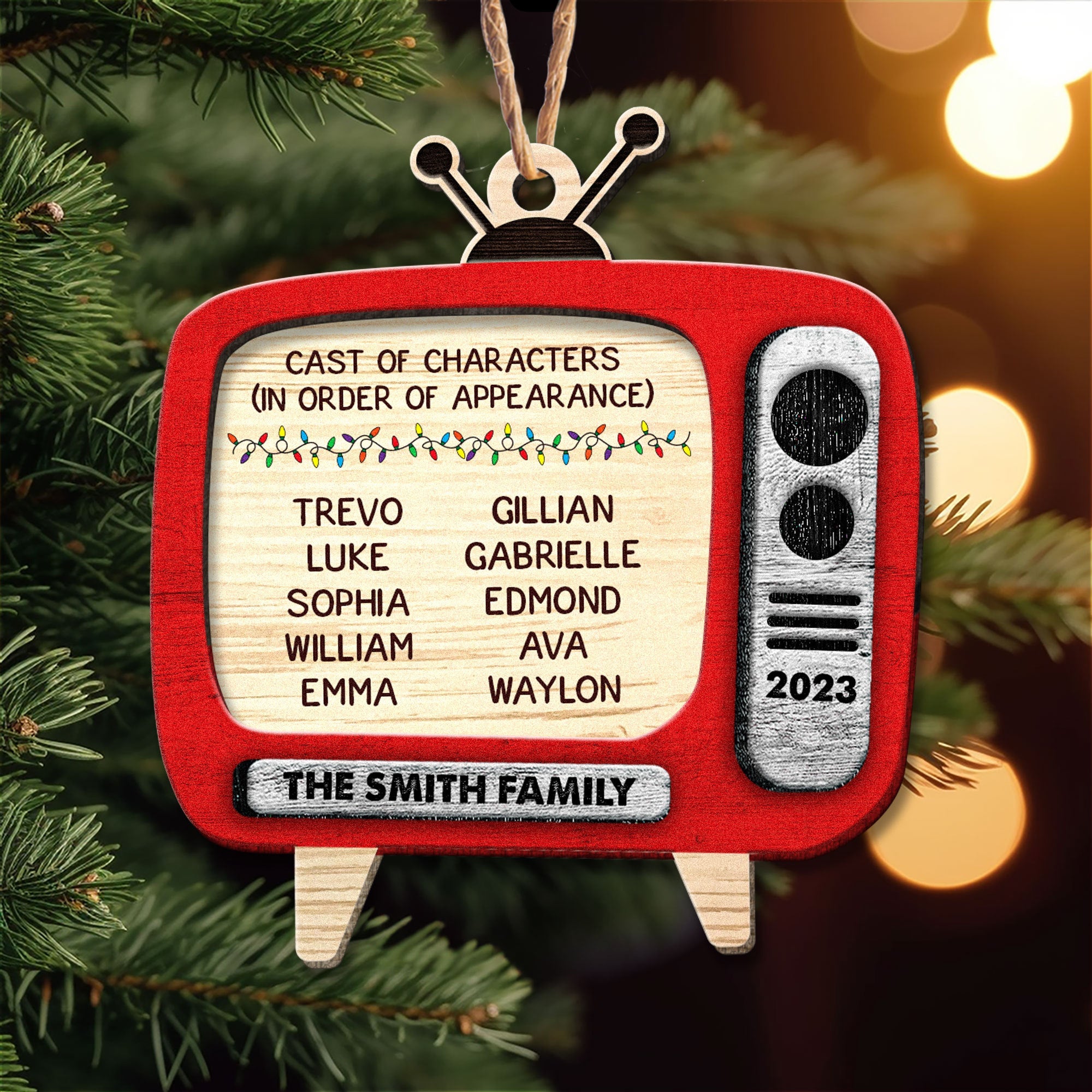 Retro TV Family Christmas Movies Funny - Personalized Wooden Ornament ORN0810