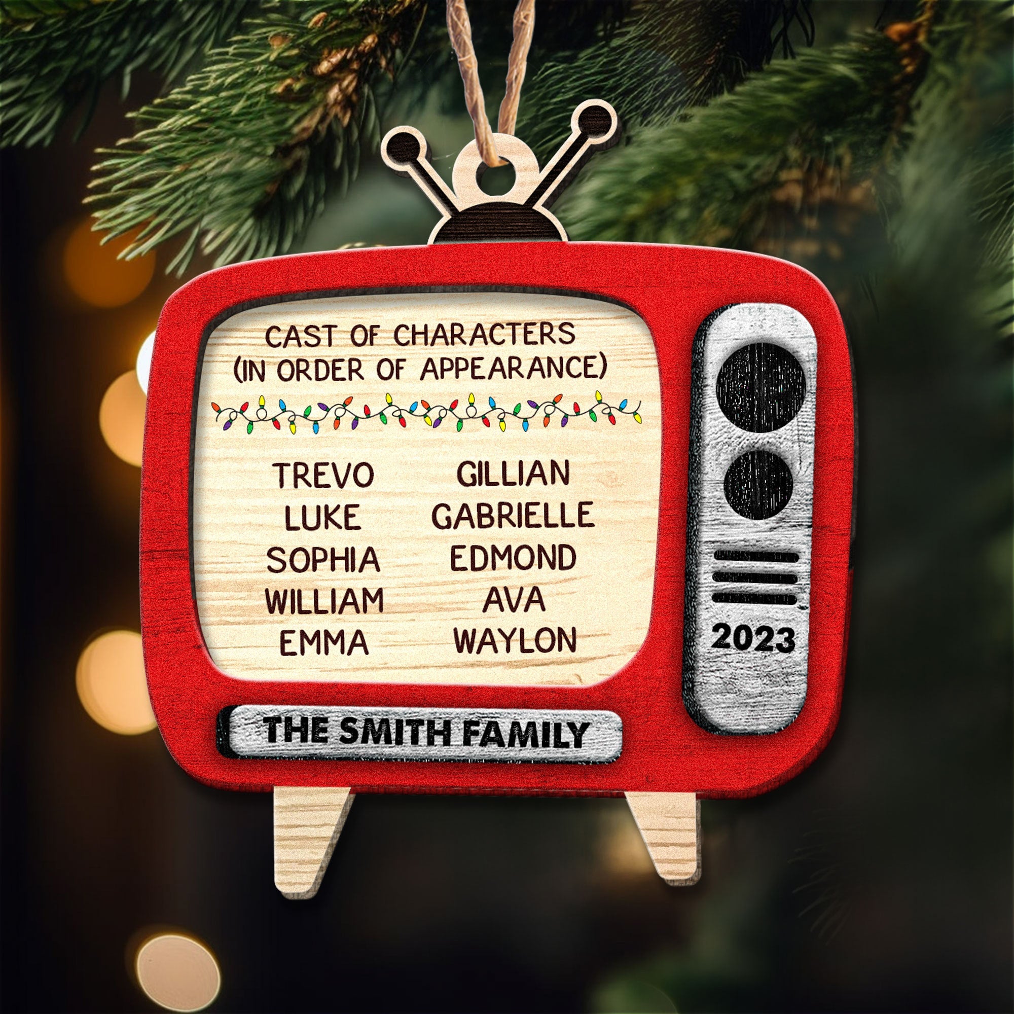 Retro TV Family Christmas Movies Funny - Personalized Wooden Ornament ORN0810