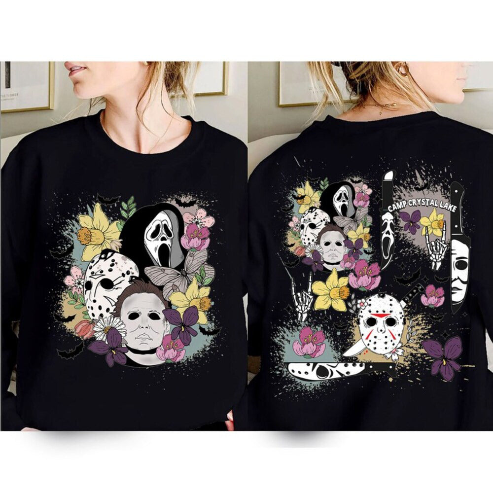 Retro Vibes Horror Movie Halloween Scream Jason Spooky Shirt, Horror Movie Characters, Horror Movie Knives, Horror Fan Gift, Horror Friend