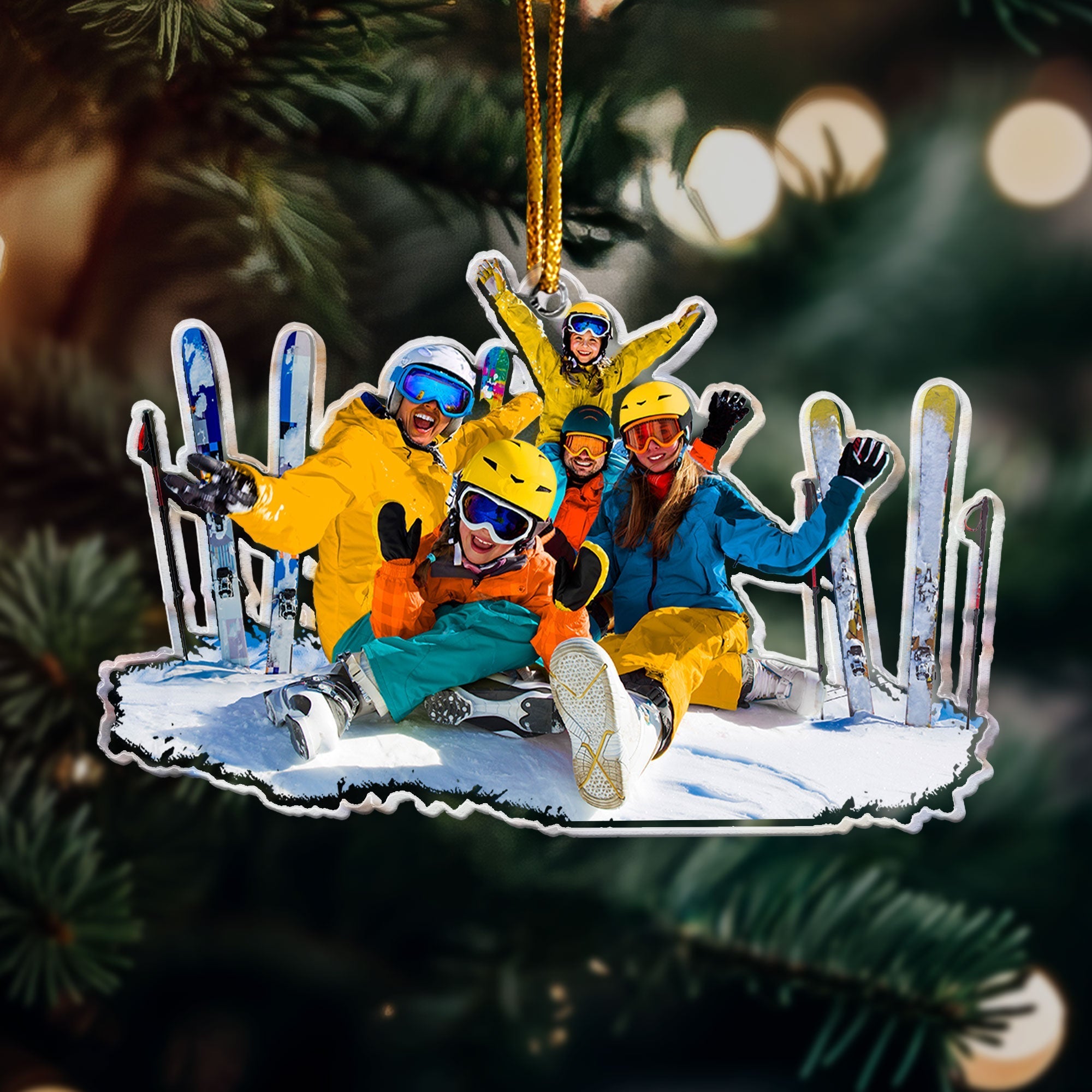 Skiing Gifts For Snow Skiers Family Friends - Personalized Acrylic Photo Ornament ORN0810
