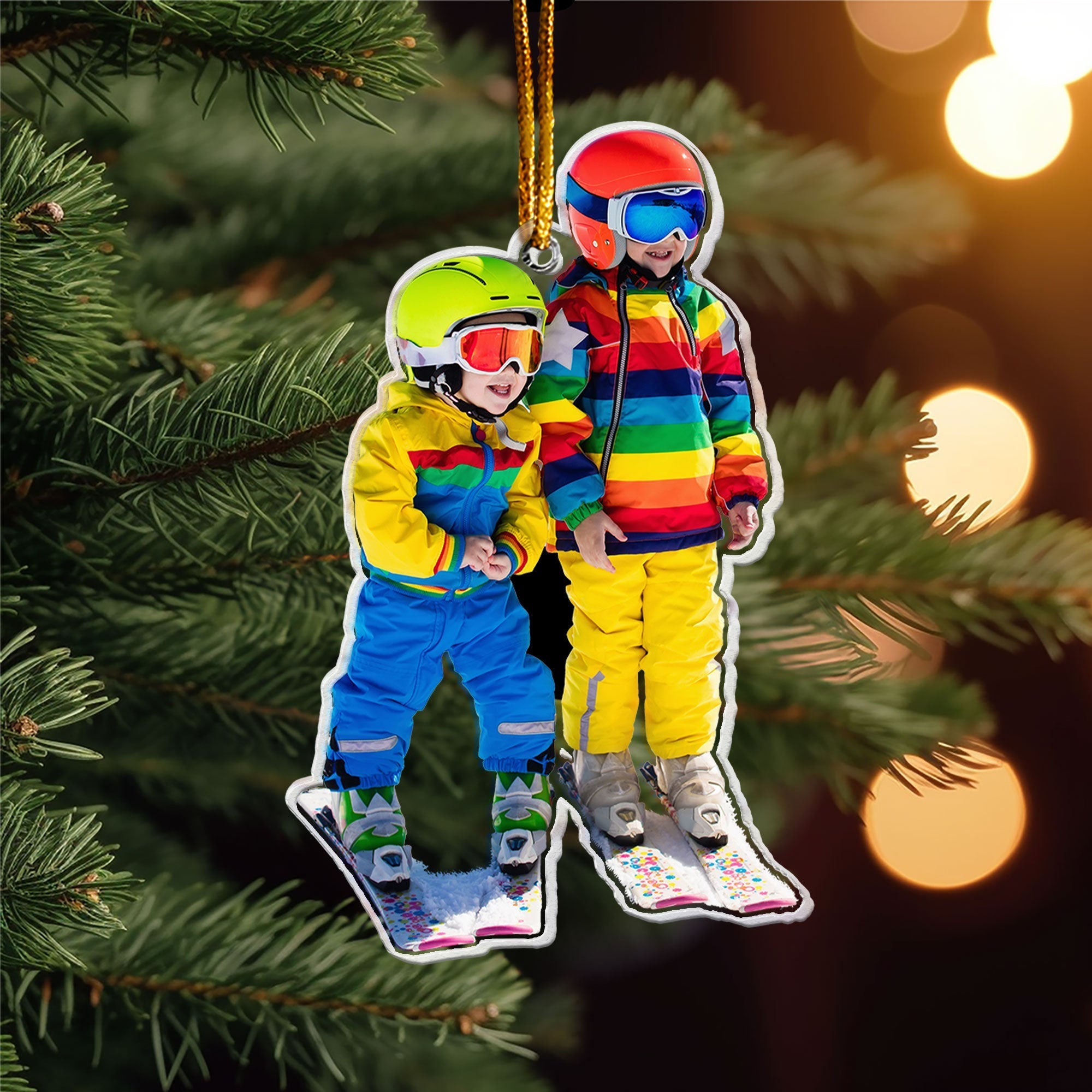 Skiing Gifts For Snow Skiers Family Friends - Personalized Acrylic Photo Ornament ORN0810
