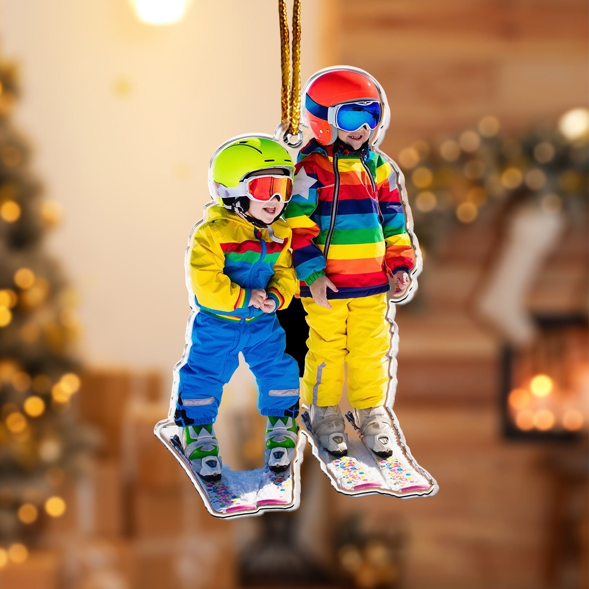 Skiing Gifts For Snow Skiers Family Friends - Personalized Acrylic Photo Ornament ORNA1210