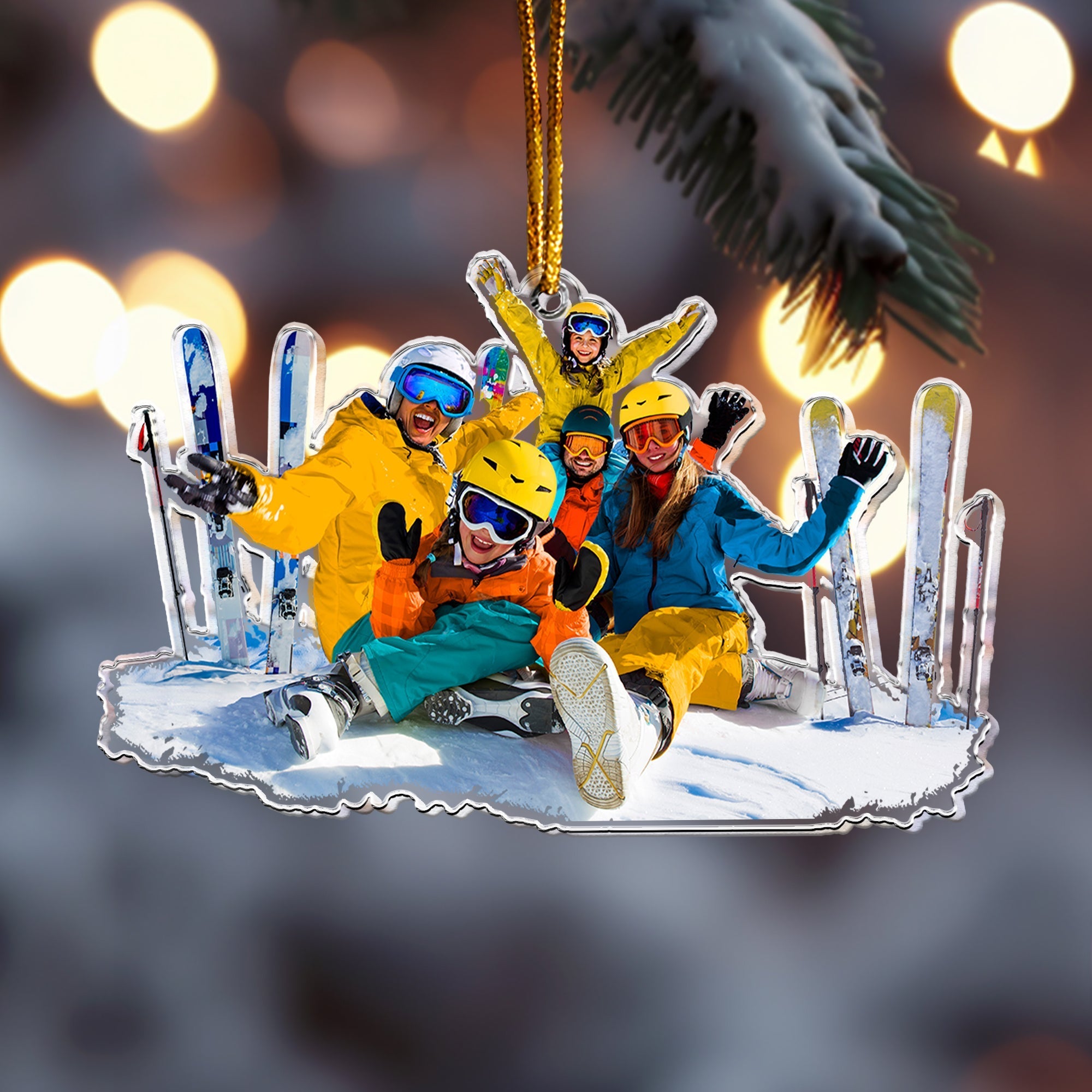 Skiing Gifts For Snow Skiers Family Friends - Personalized Acrylic Photo Ornament ORN0810
