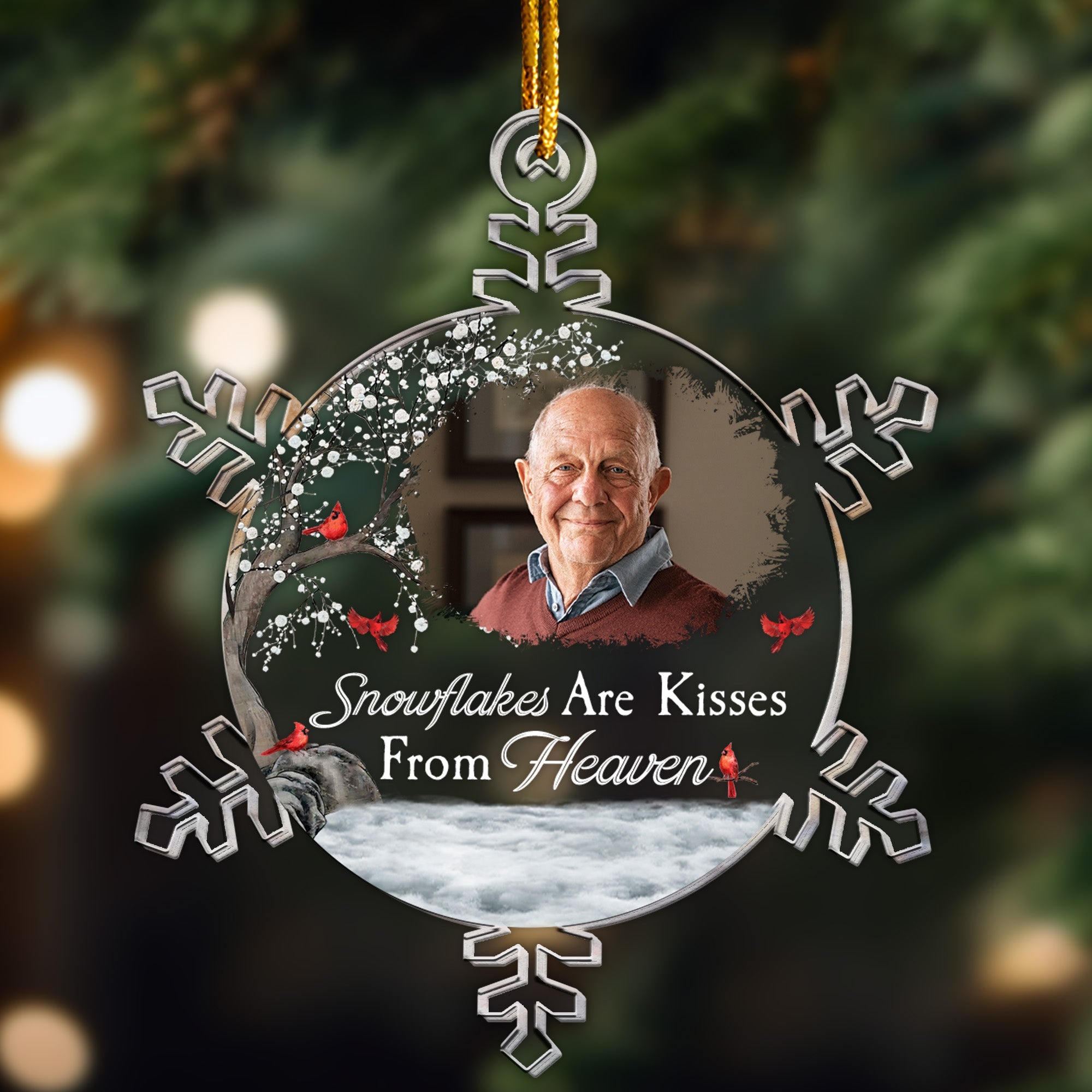 Snowflakes Are Kisses From Heaven - Personalized Acrylic Photo Ornament ORNA1210
