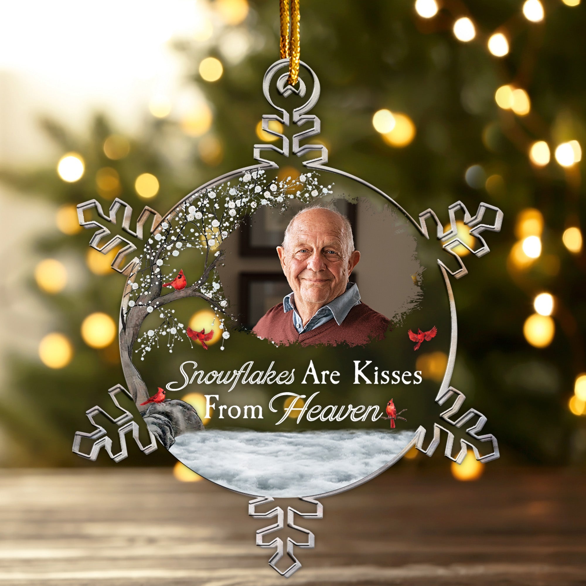 Snowflakes Are Kisses From Heaven - Personalized Acrylic Photo Ornament ORN0810