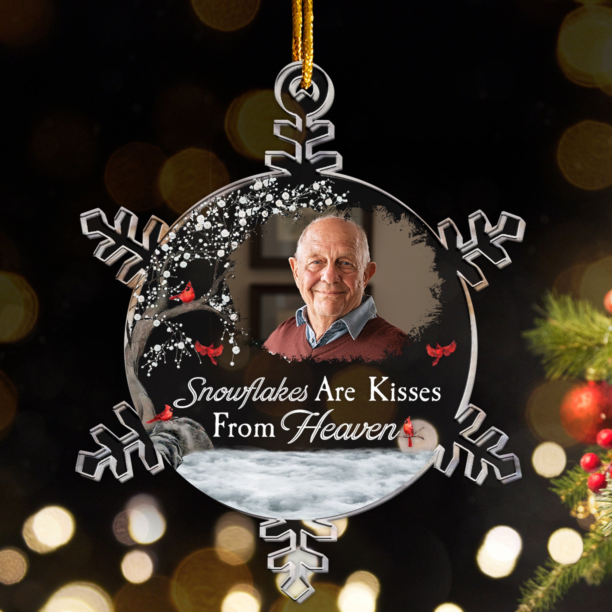Snowflakes Are Kisses From Heaven - Personalized Acrylic Photo Ornament ORNA1210